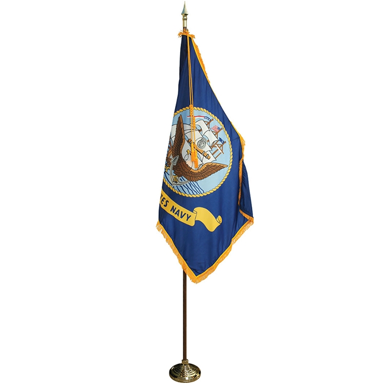 8' Pole & 3' x 5' Flag - Navy Indoor Presentation Set 1