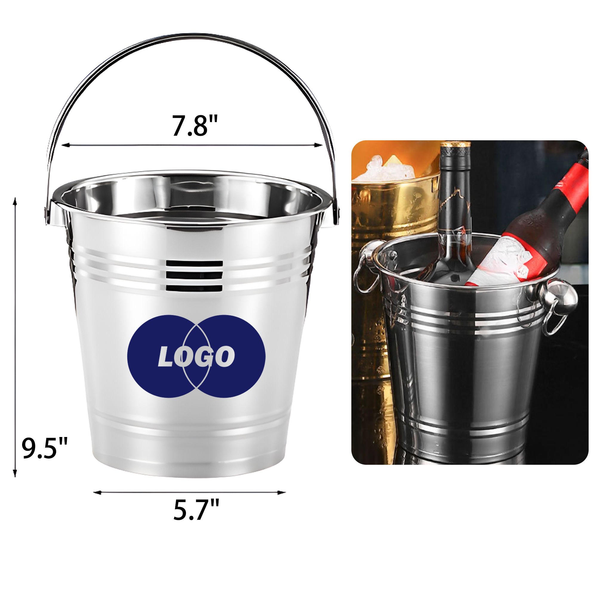 Durable 4L Stainless Steel Beer Wine Ice Bucket 1