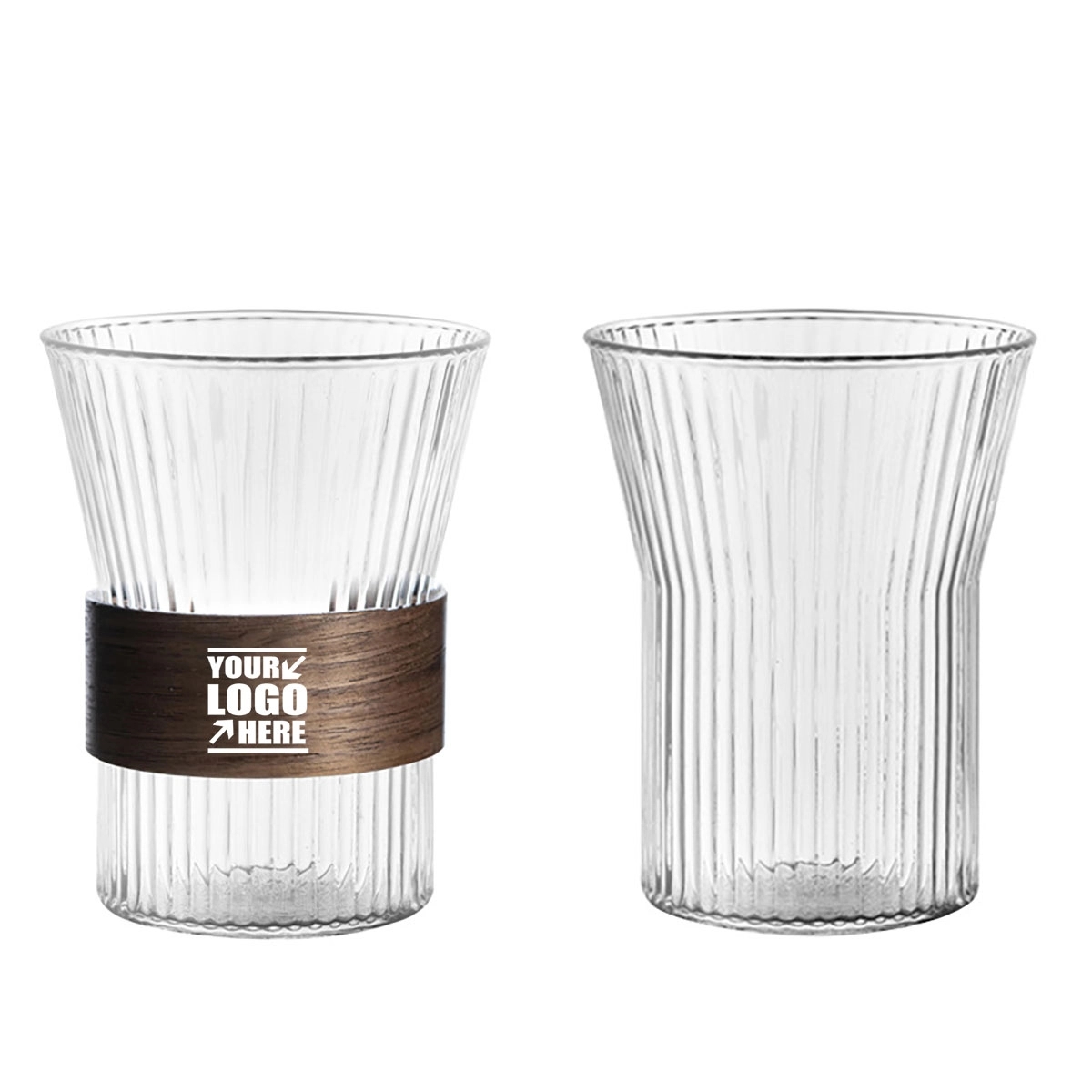 10oz Wooden Striped Glass Cup 3