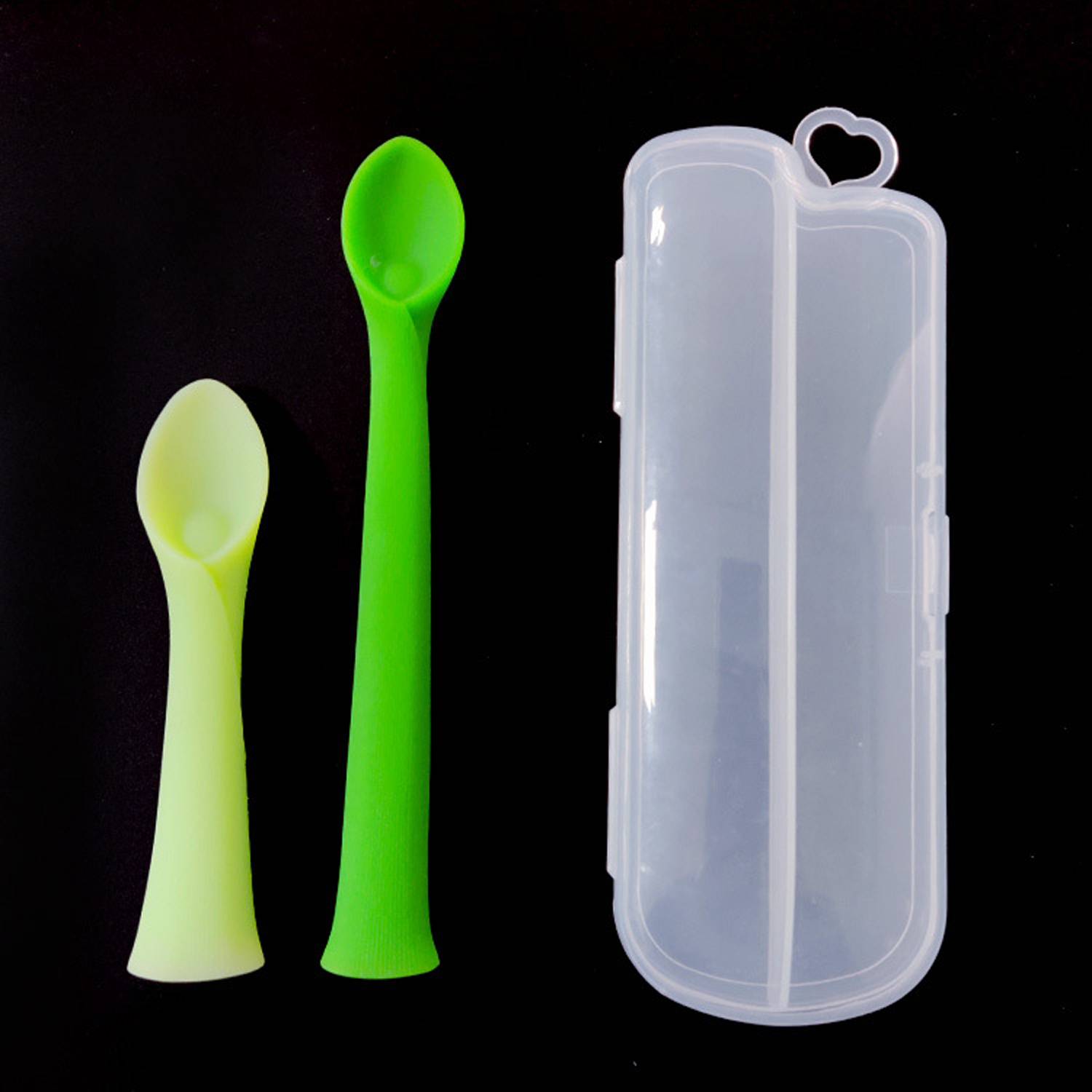 2Pcs Baby Silicone Training Spoon Set 6
