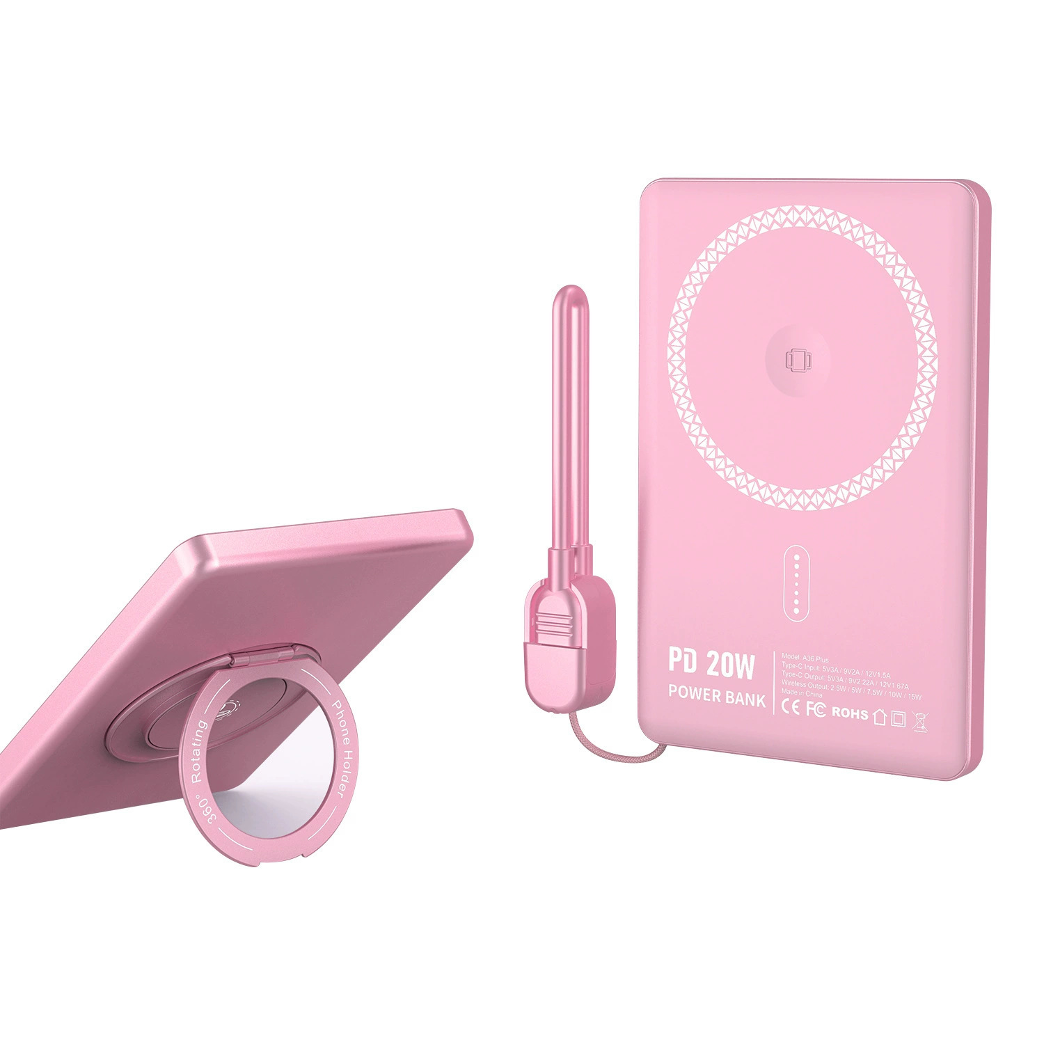 5000mAh Magnetic Portable Charger Power Bank with Stand 5