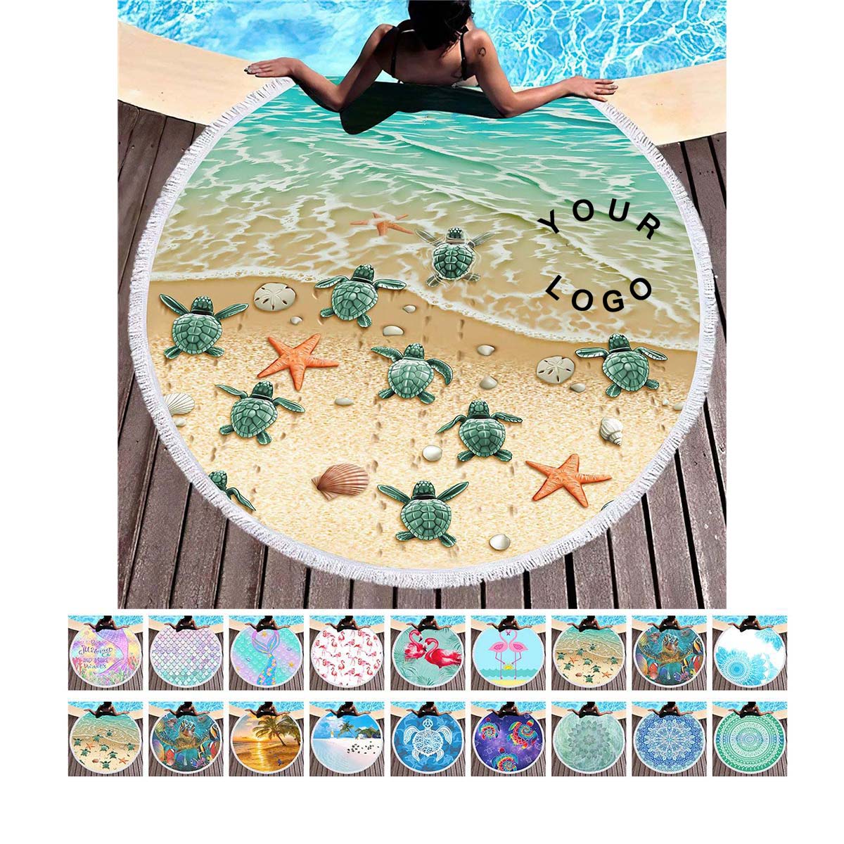Microfiber Round Beach Towel for Pool and Outdoor Use 7