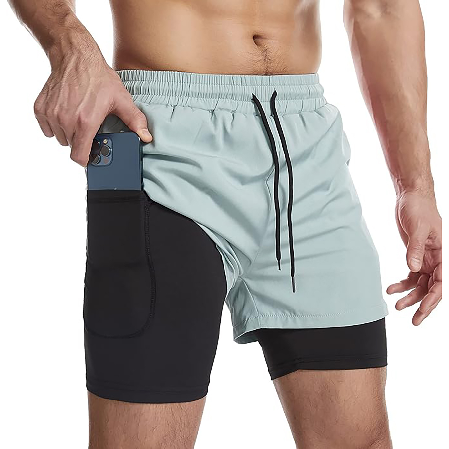 Men's 2 I n 1 Quick Drying Sports Shorts with Lining 3