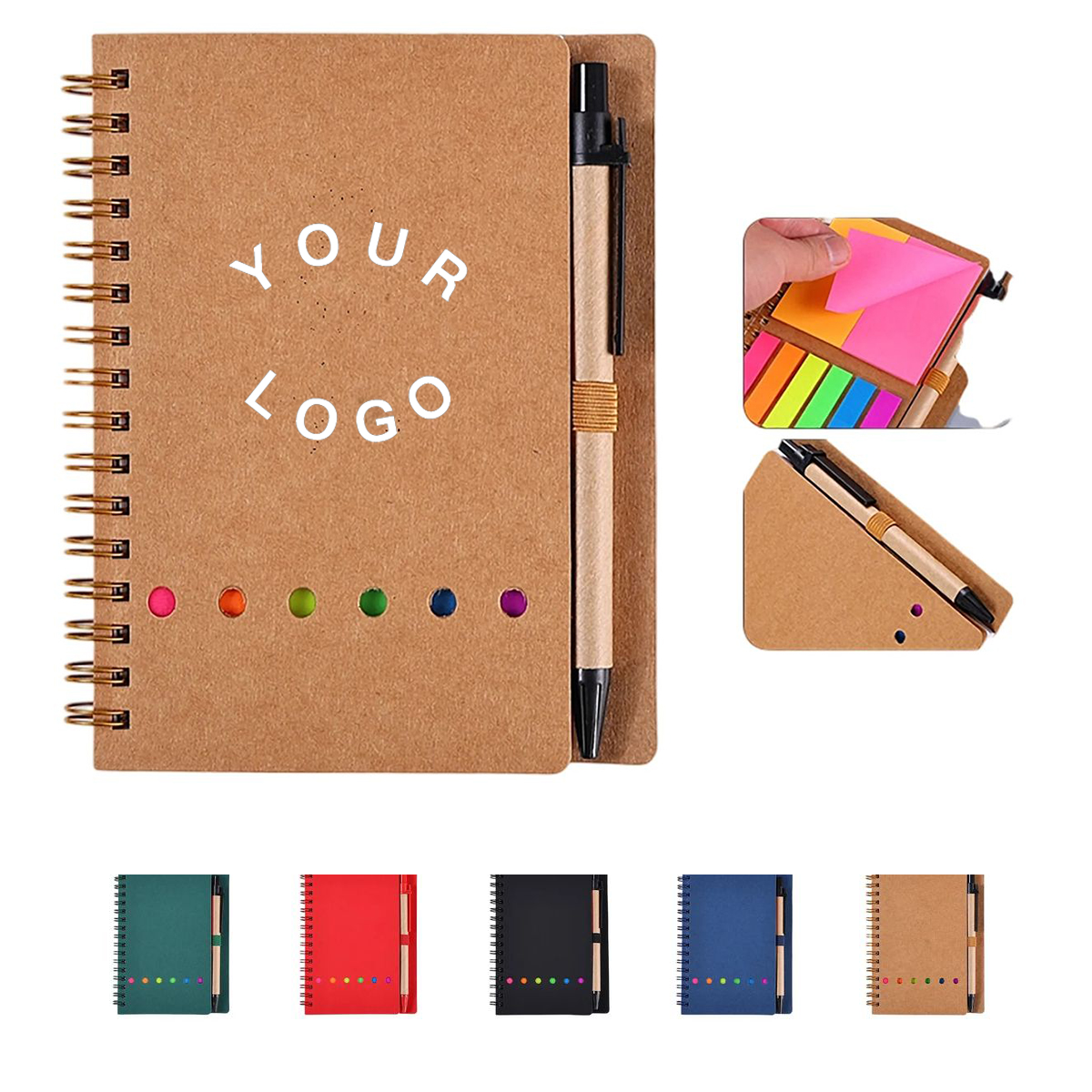 Compact Spiral Kraft Notebook with Labels and Notes 2