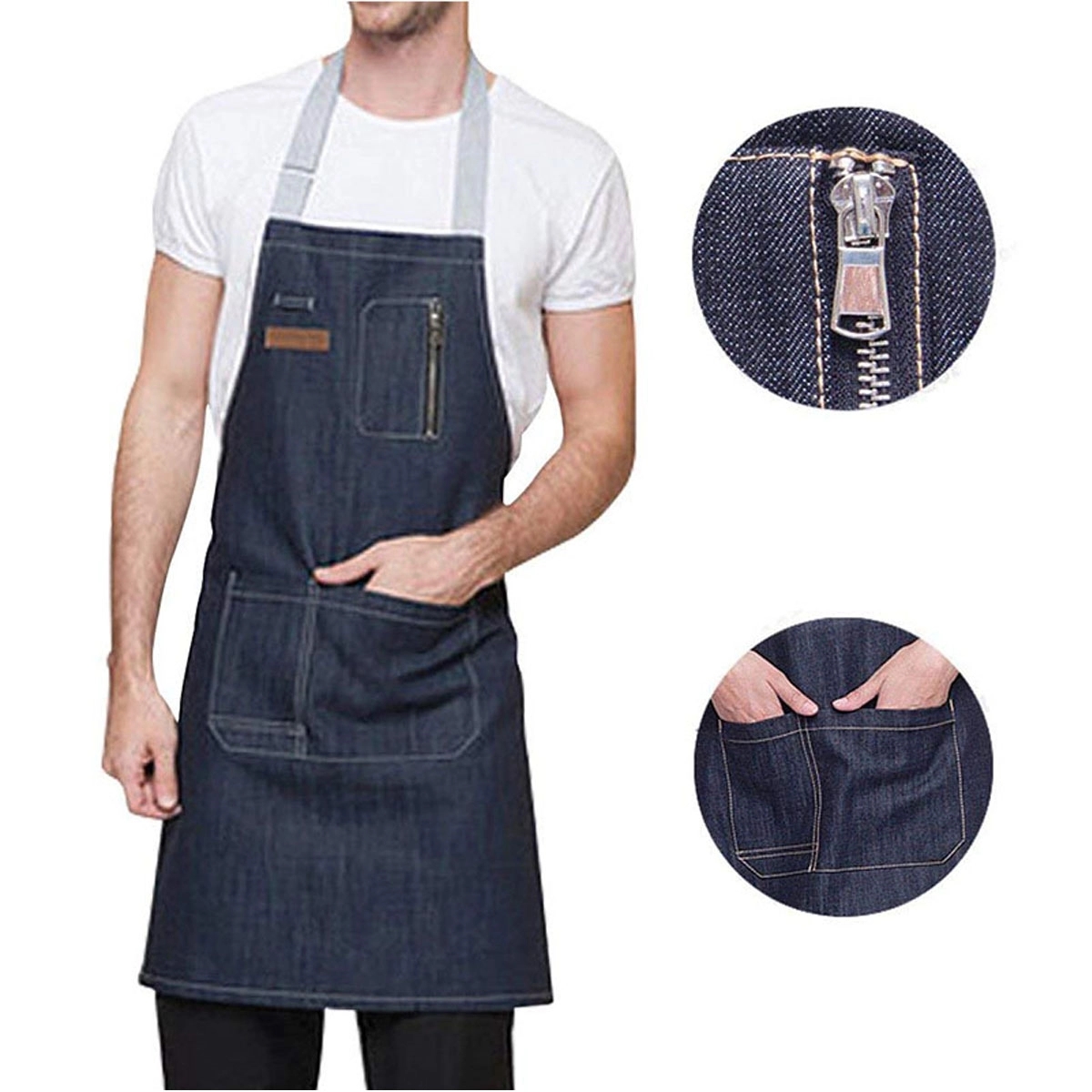 Denim Apron with Pockets for Men and Women 2