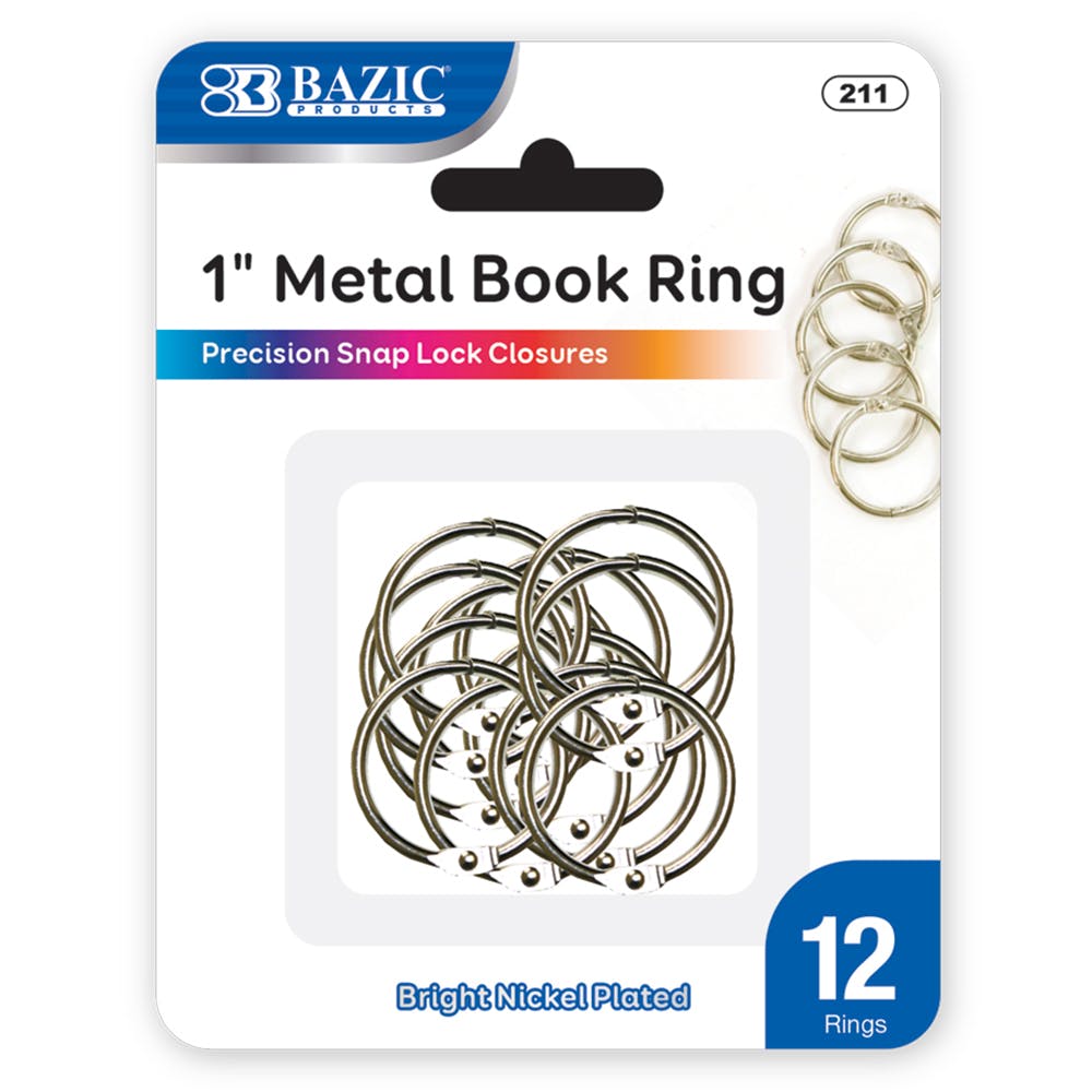 Book Rings - 12 Count Snap Lock Closure 1" 3