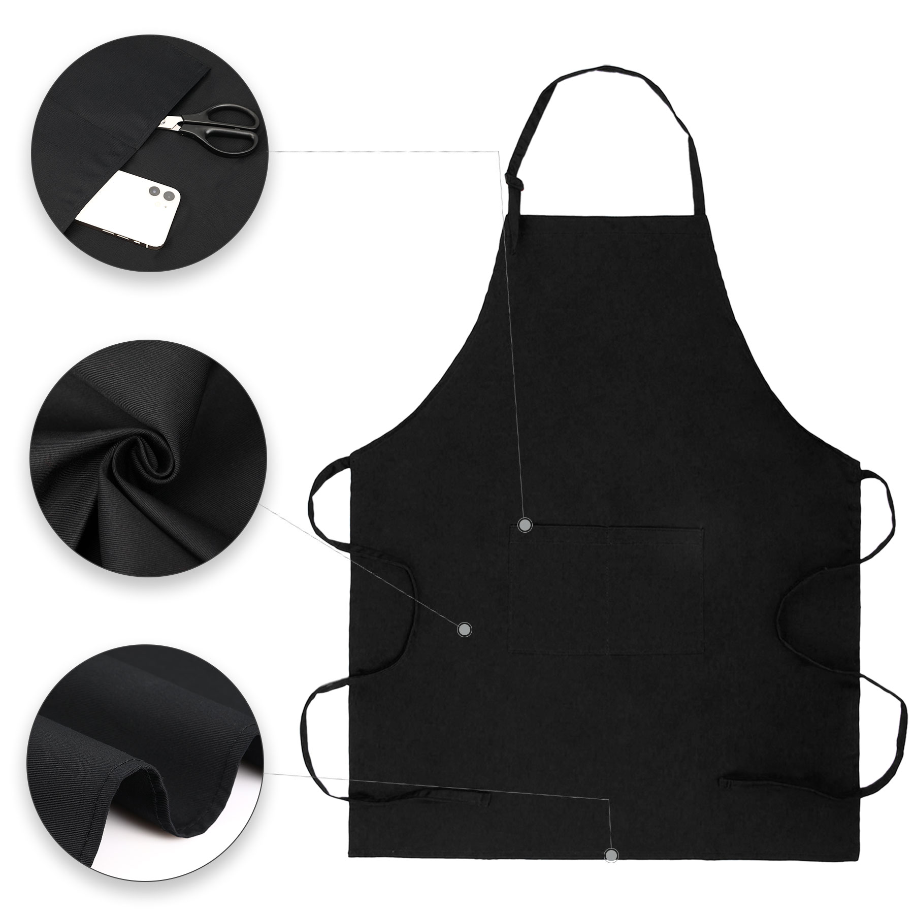 7 Oz. Adjustable Poly Cotton Twill Bib Apron W/2-Pocket 7