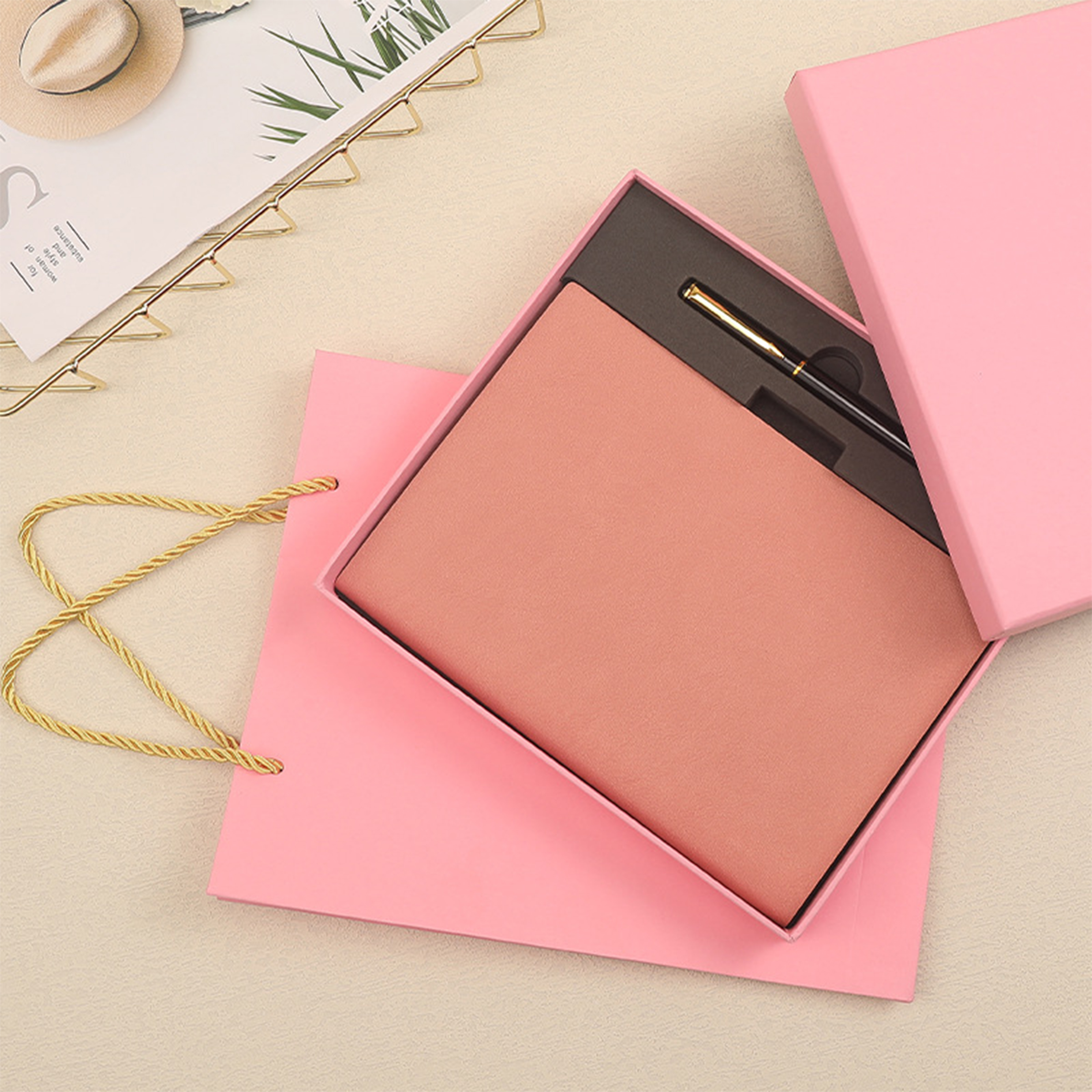 Faux Leather Business Notebook Gift Box And Bag 7