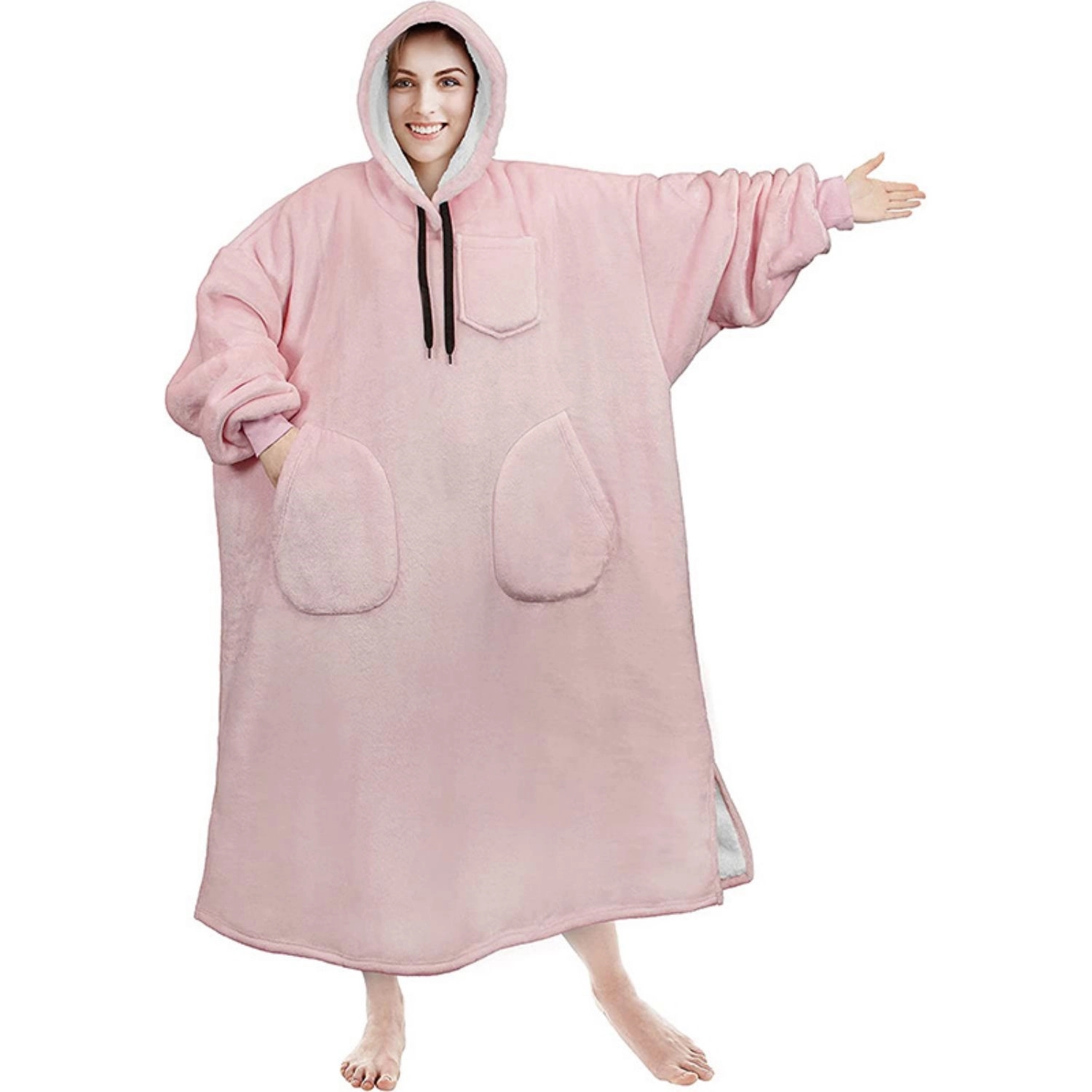 Oversized Microfiber & Sherpa Wearable Blanket 9