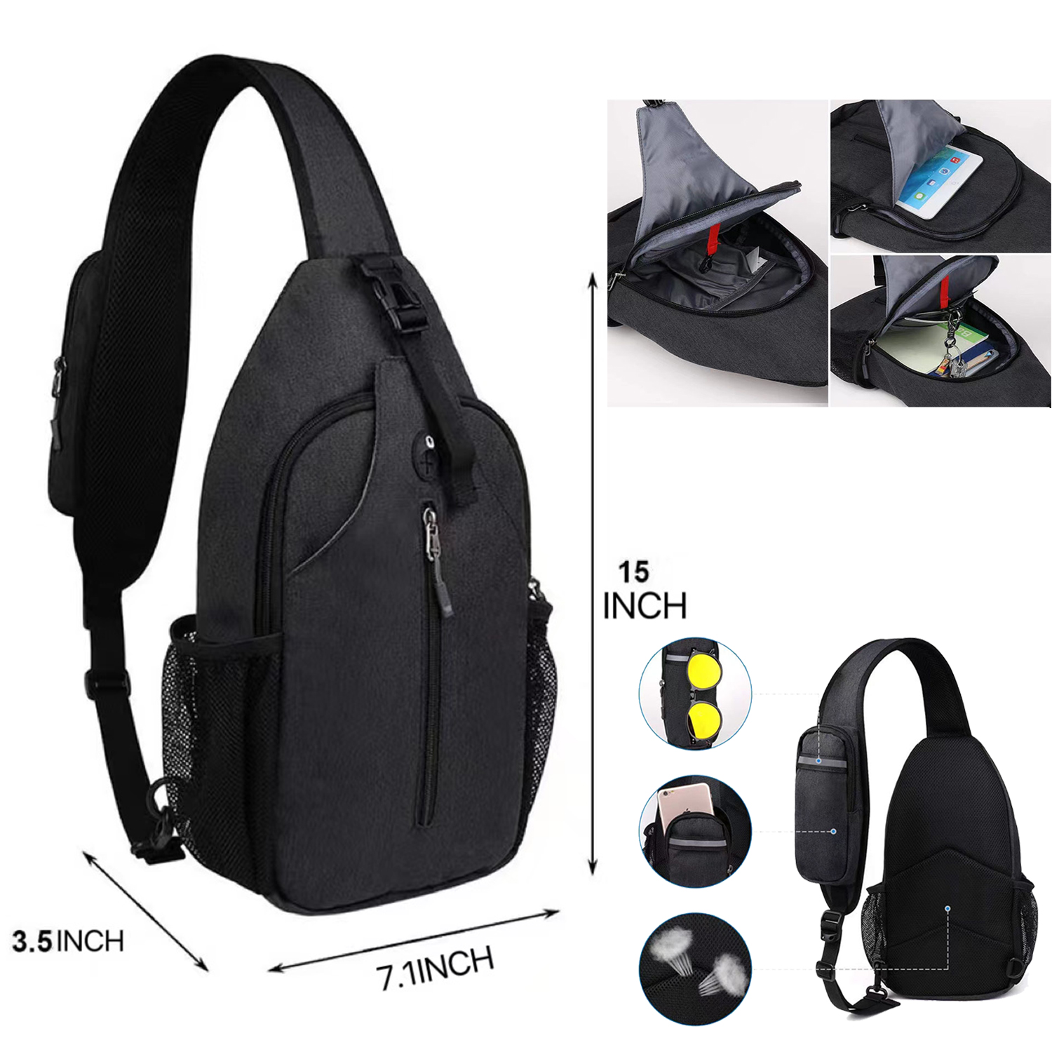 Crossbody Sling Backpack Travel Chest Bag 5