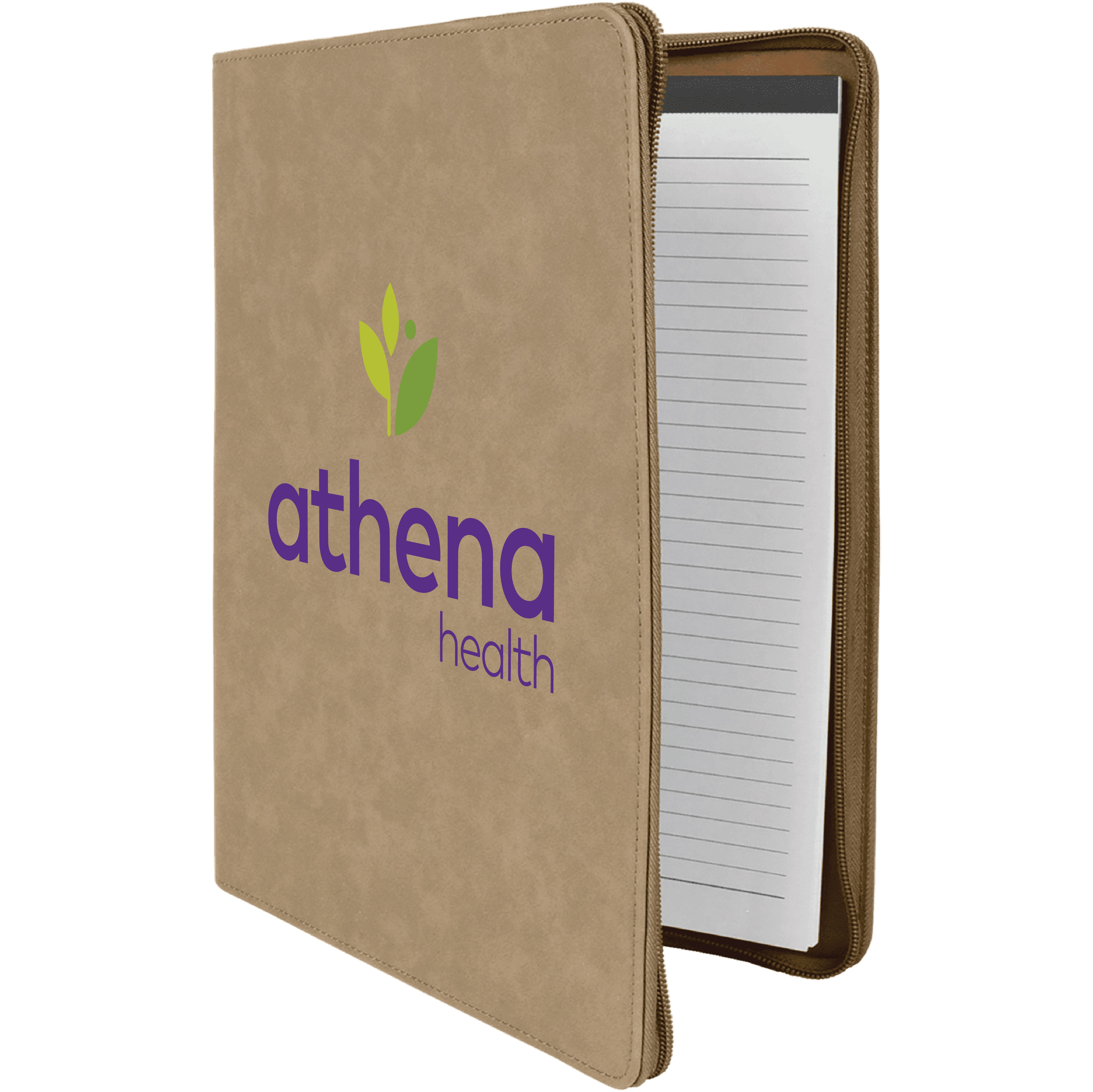 9" x 12" Leatherette Light Brown Portfolio with Zipper