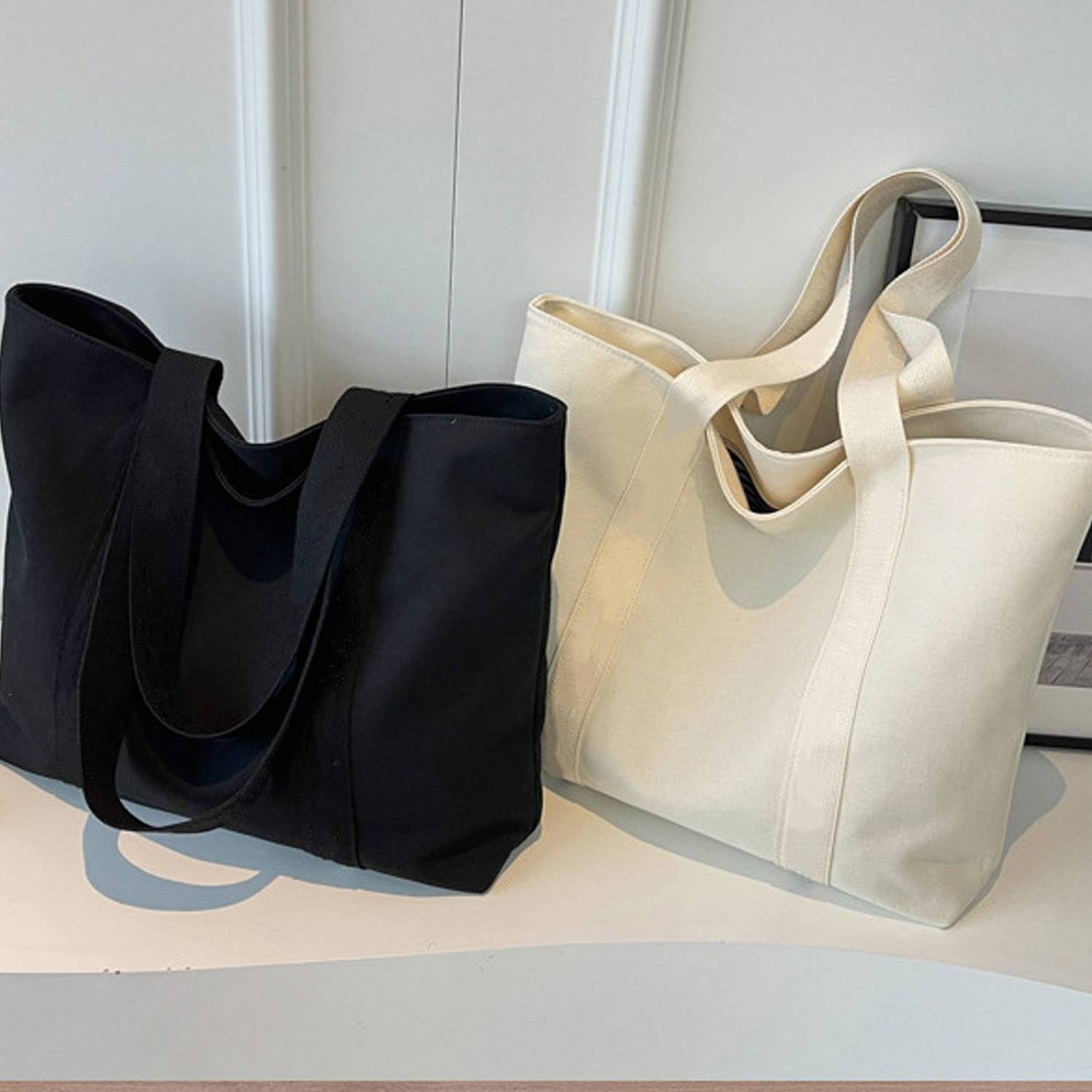 Large Capacity Canvas Tote Bag, custom tote bag with logo imprint 2