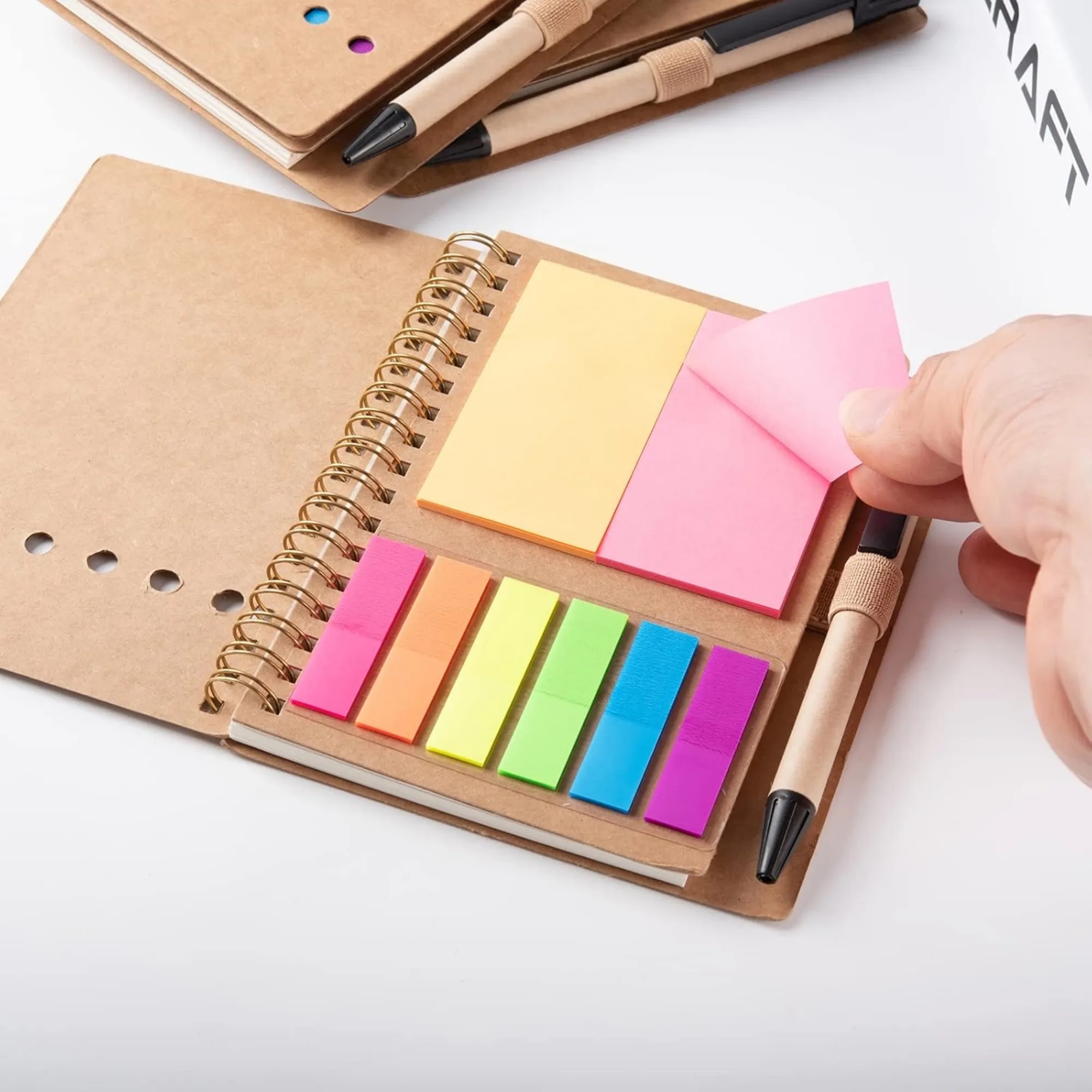 4.73" x 5.9" Spiral Notebook Notepad with Pen Sticky Notes 3