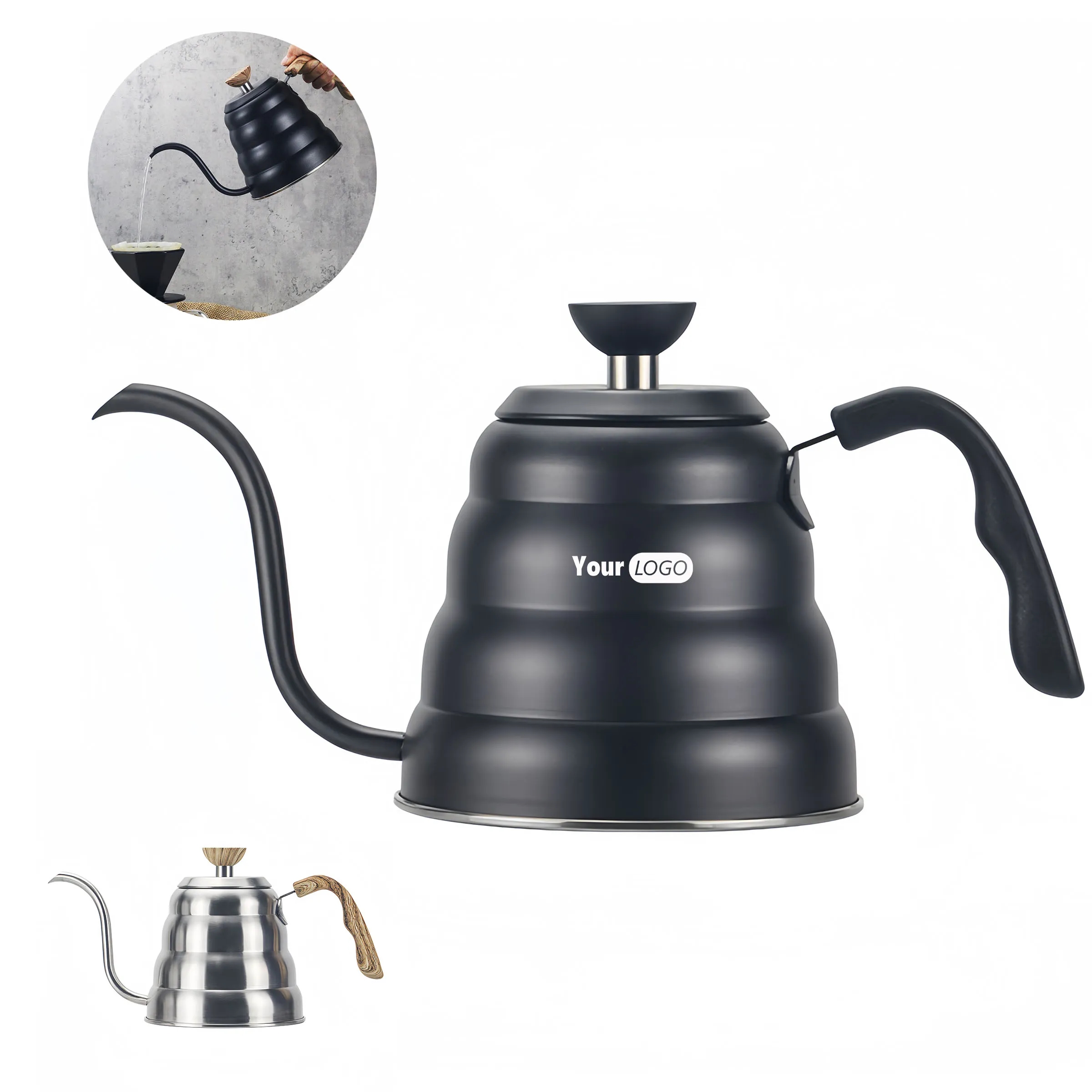 Stainless Steel Outdoor long spout boiling water coffee pot 4