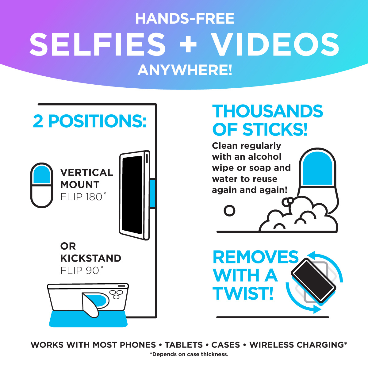 Flipstik® 3.0 Hands-Free Sticky Phone Stand - Full Color 6