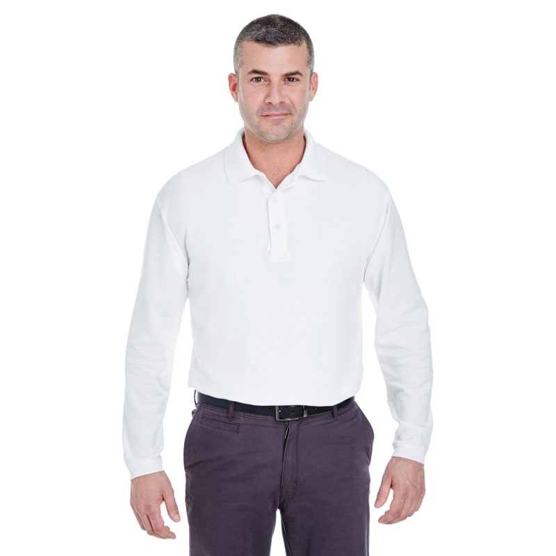 UltraClub Adult Long-Sleeve Whisper Piqué Polo 2