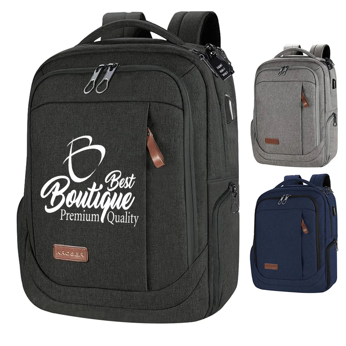 Large Business College Laptop Travel Backpack With USB Port 2