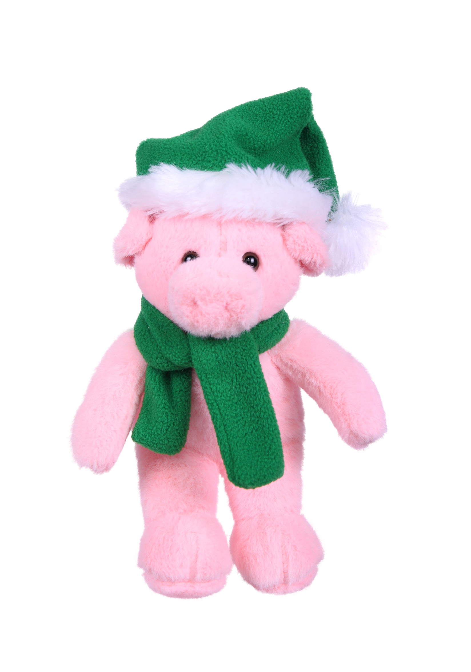 Soft Plush Stuffed Pig with Christmas Hat and Scarf