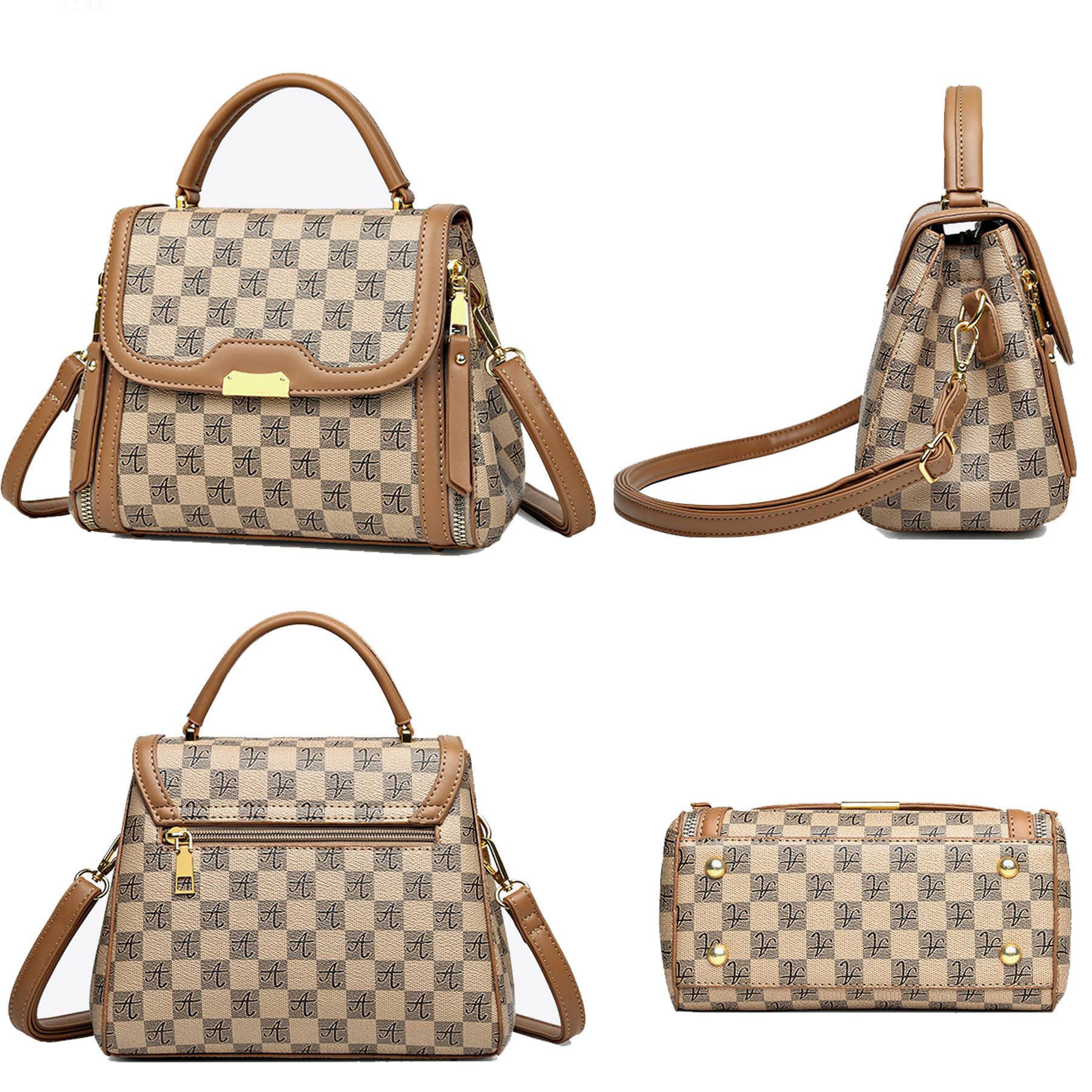 Pu Leather checkered portable Cross-body Bag Women 4