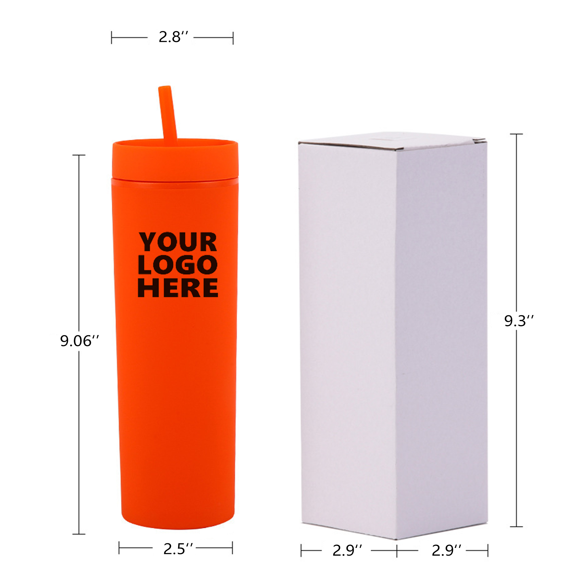 16oz Customizable Plastic slim Cups with Lid and Straw 1