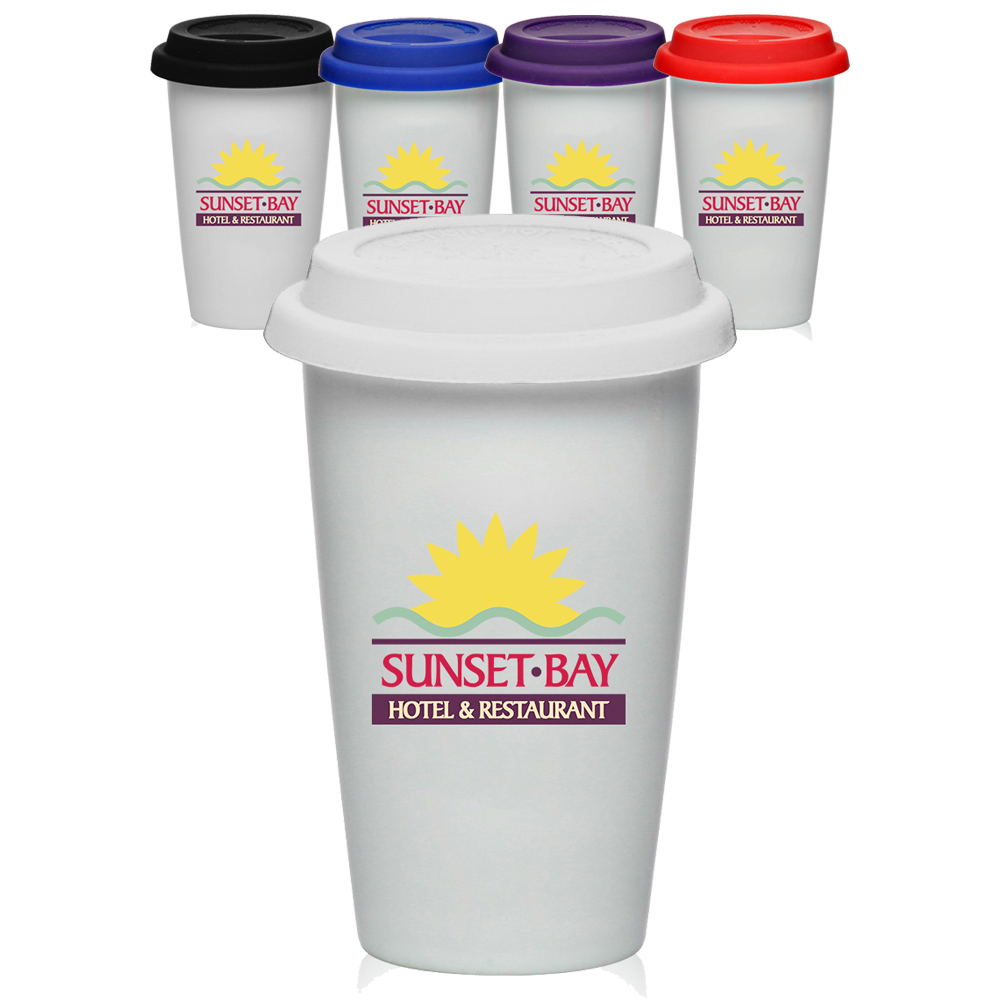 11 oz. Double Wall Ceramic Tumbler with Lid 1