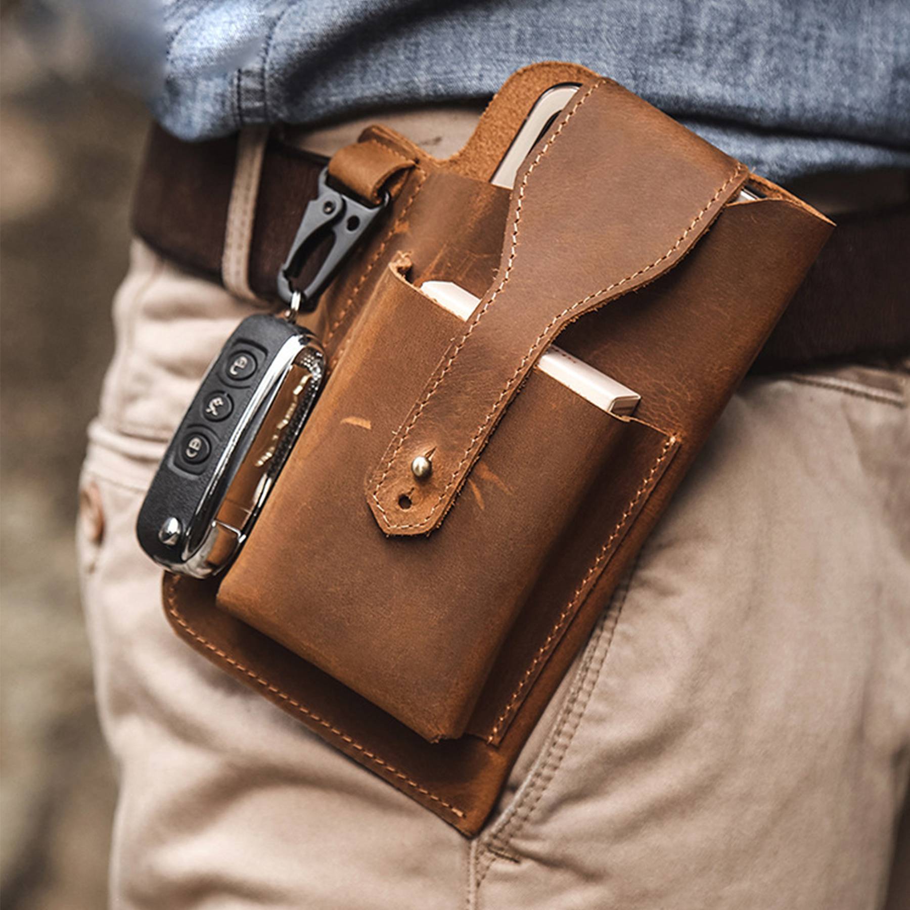 Leather Phone Pouch Holster for Men Belt 8