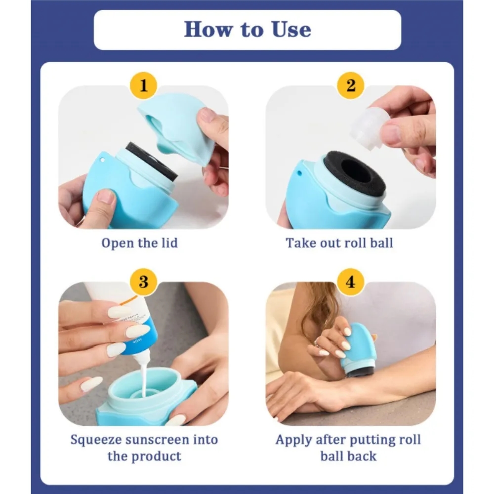 Kids Sunscreen Applicator Roller Refillable Sponge 8