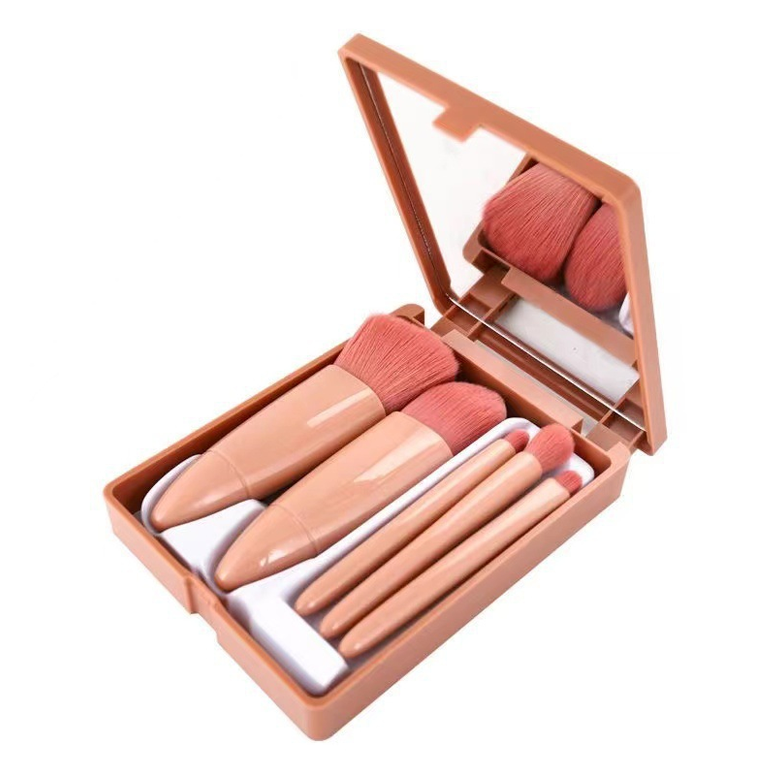 5PCS Portable Travel Makeup Brush Set w/ Mirror 4