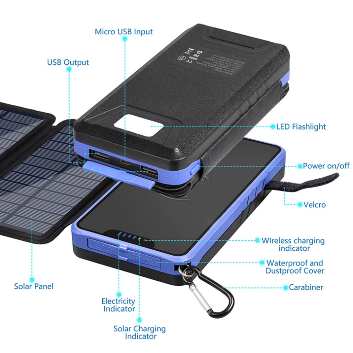Foldable Solar Powered Wireless Charging Power Bank 4