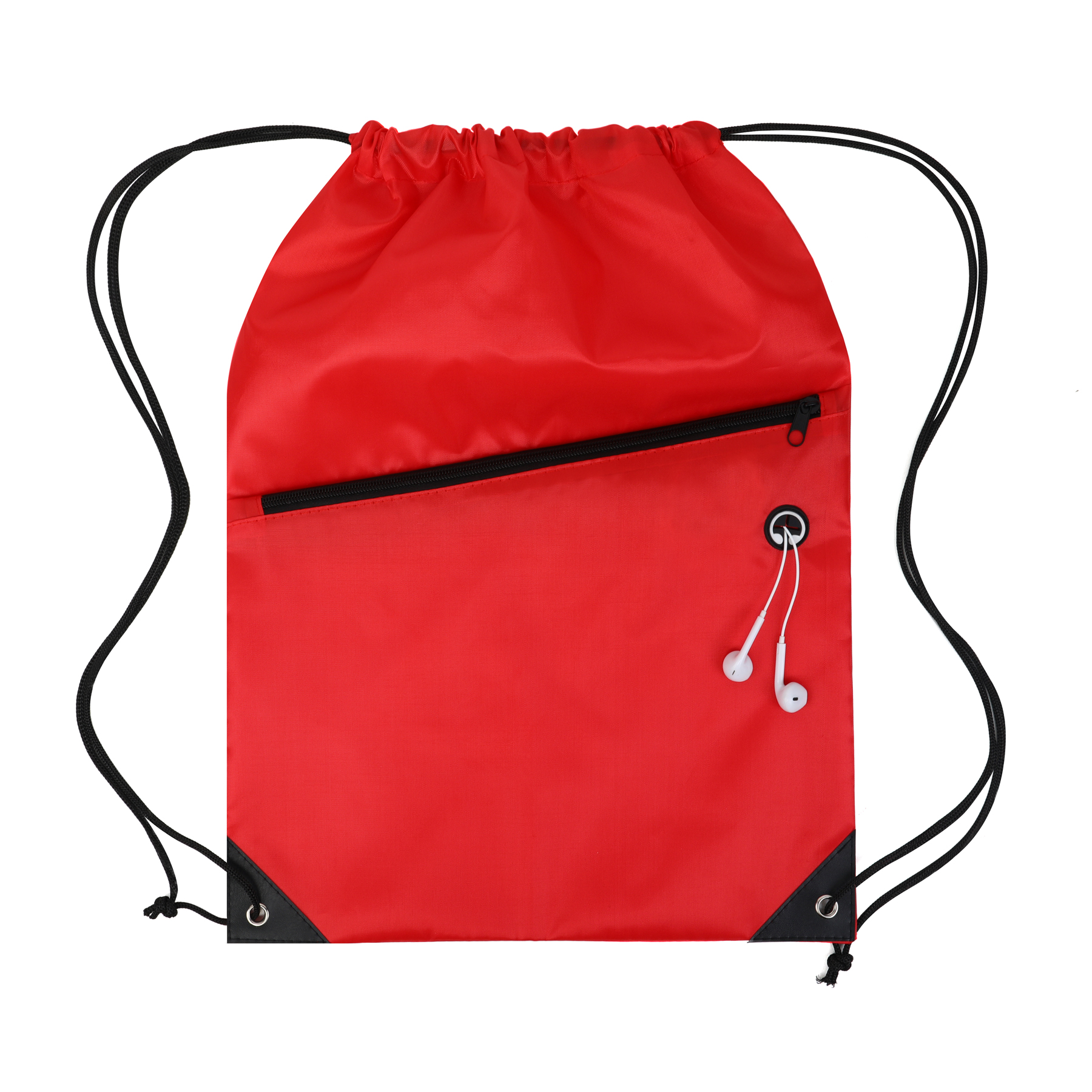 Drawstring Backpack with Front Zipper Pocket 15