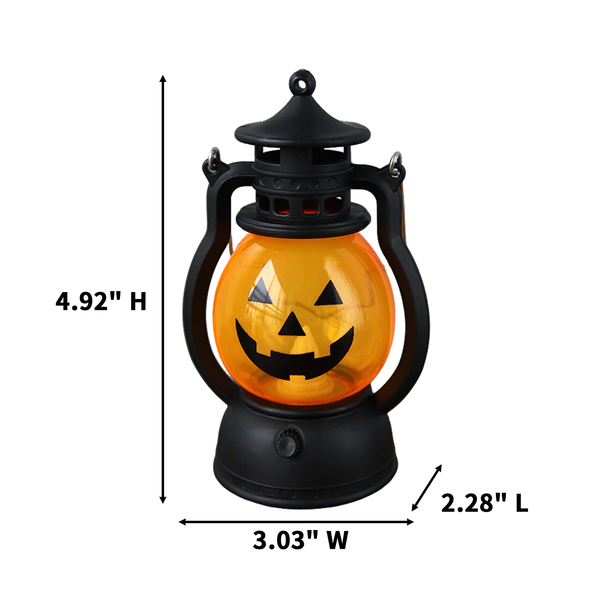 PVC Pumpkin Lantern With Carry Base 2.28" Length X 3.03" Width X 4.92" Height 2