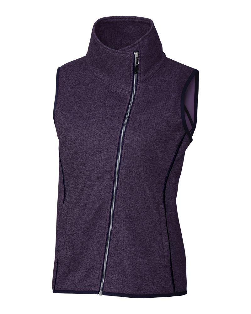 Cutter & Buck Mainsail Sweater-Knit Womens Full Zip Asymmetrical Vest 32
