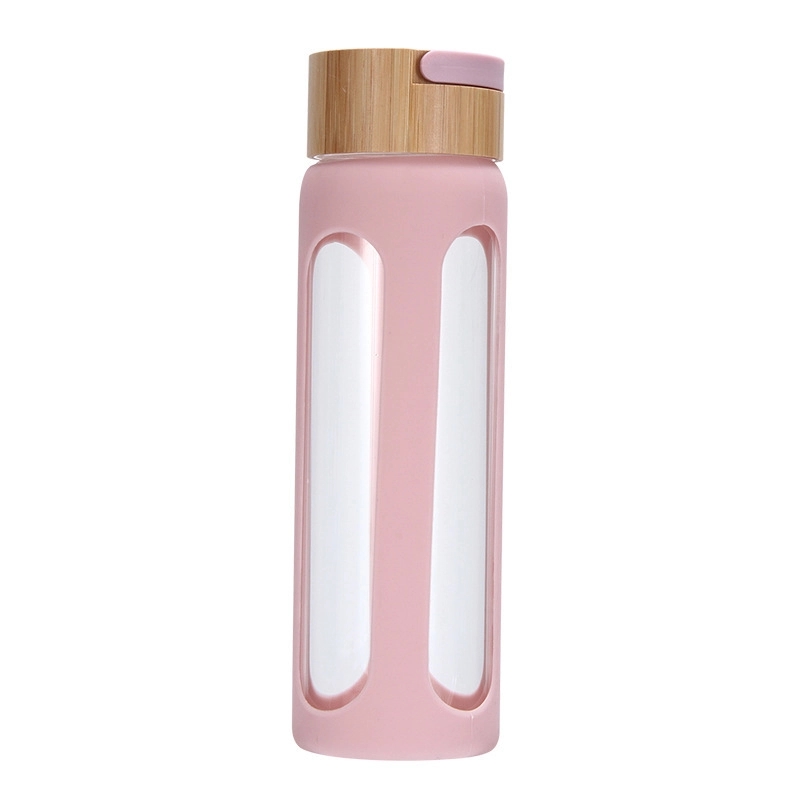 20oz Glass Bottles with Sleeve Silicone Sleeve, Bamboo Lid 3