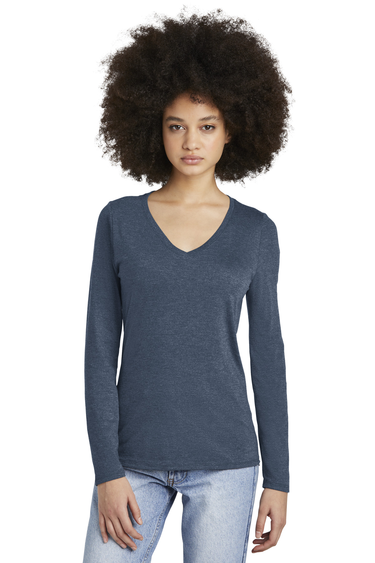 District Women's Perfect Tri Long Sleeve V-Neck Tee DT135 82