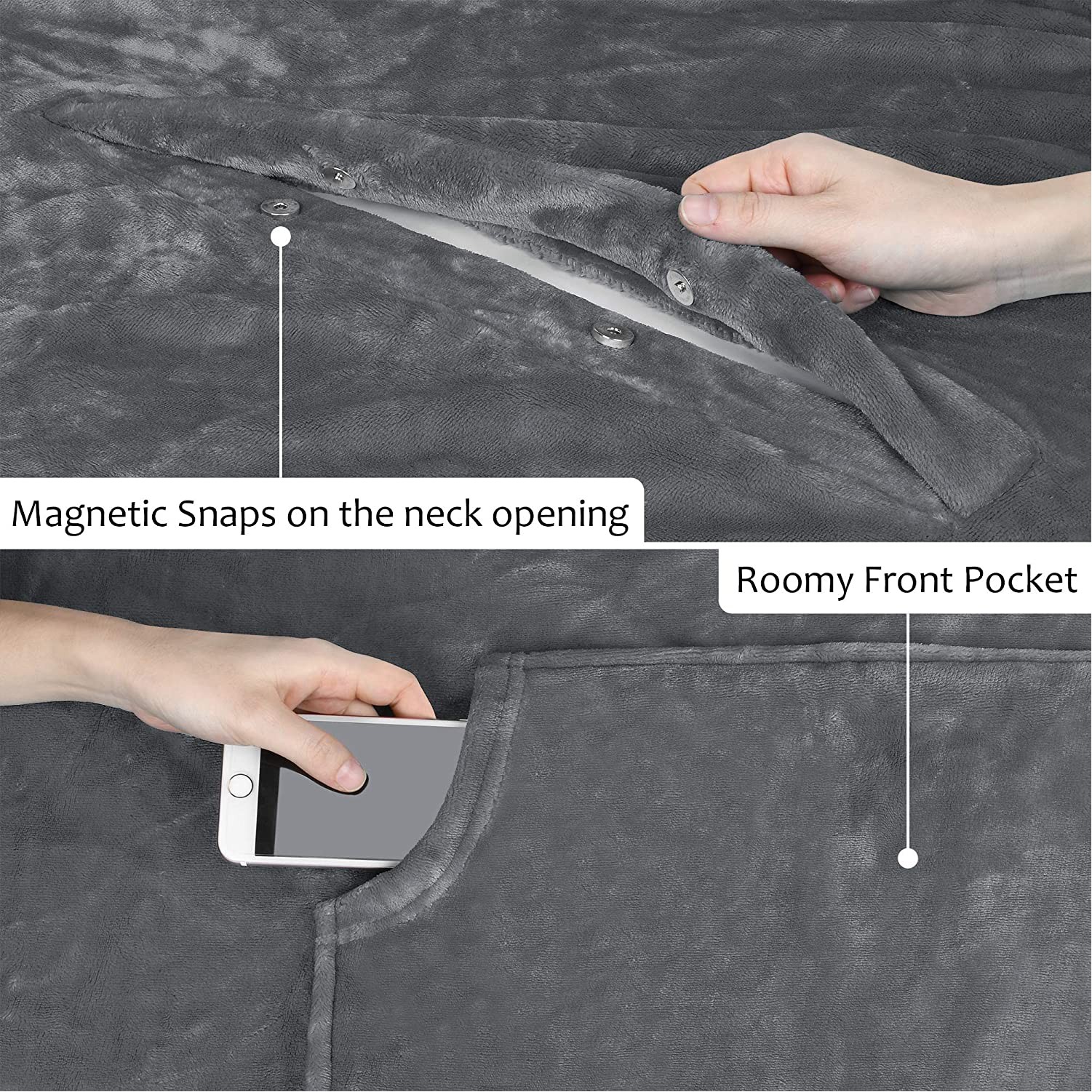 Fleece Wearable Blanket Poncho For Adult Women Men 2