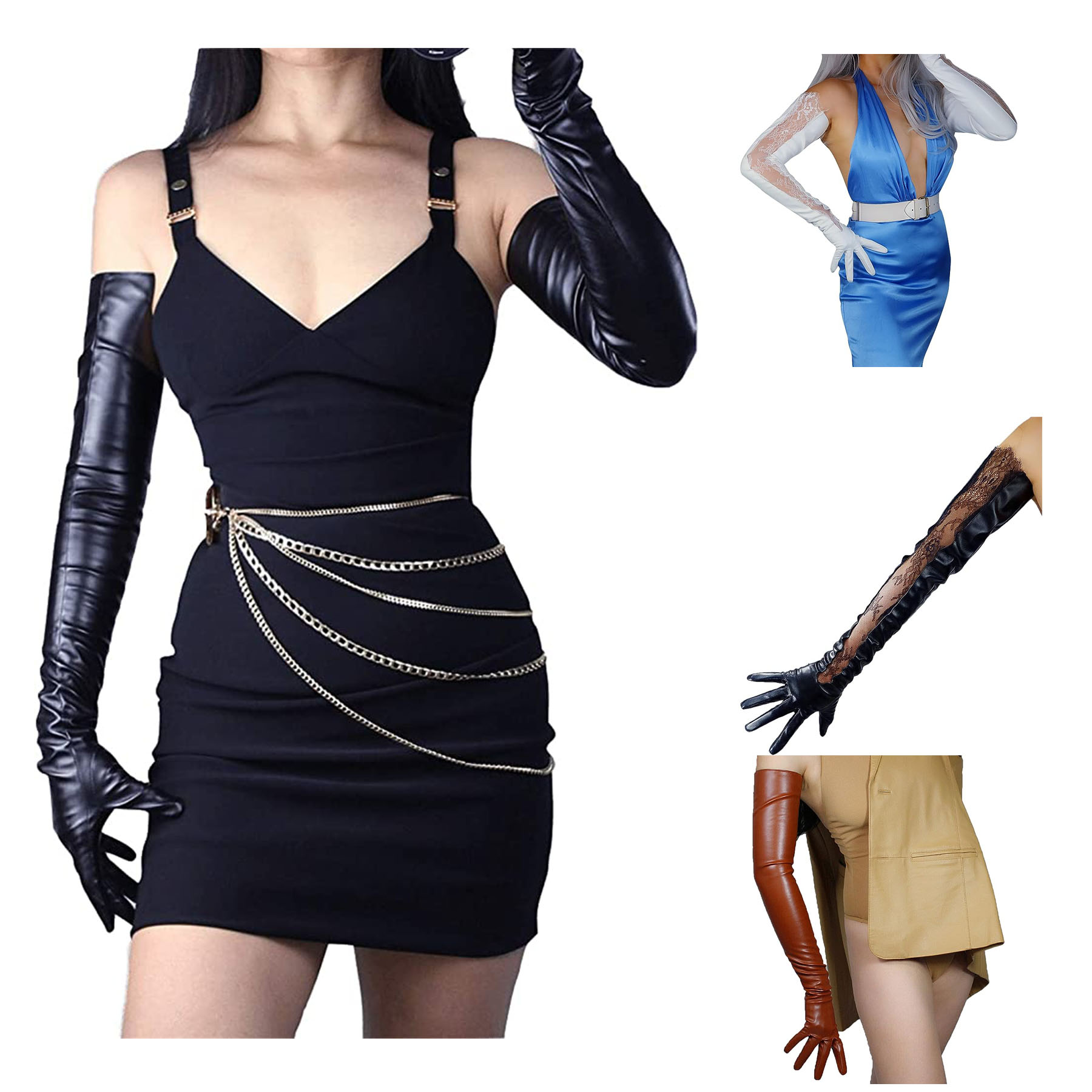 28 Inches Women's Long Leather Dress Gloves 