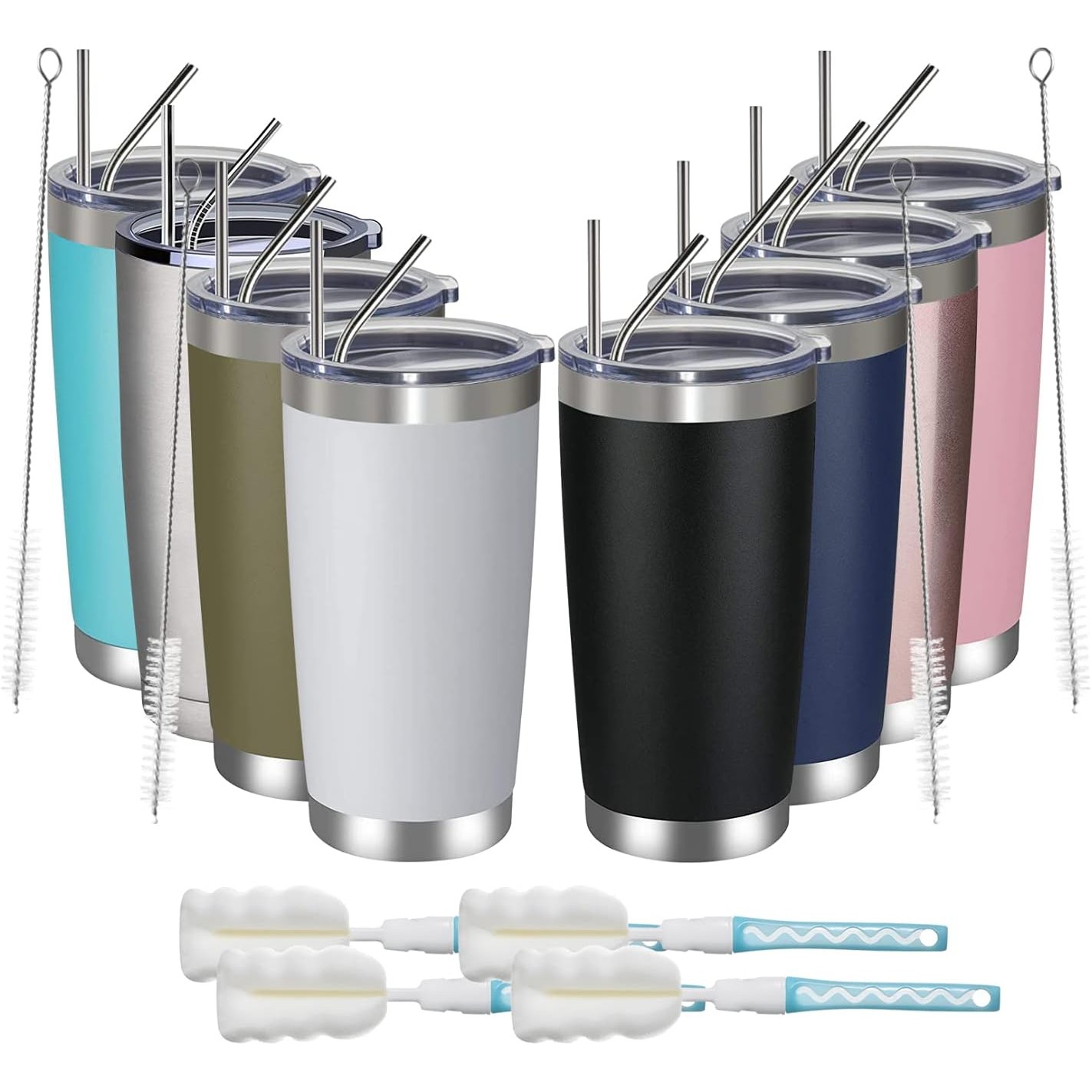 Insulated Travel Tumblers 20 Oz Stainless Steel Tumbler Cup with Lid and Straw Powder Coffee Mug 1