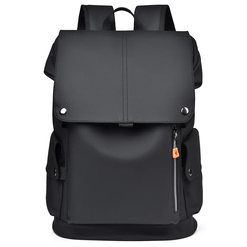 Business Travel Rucksack Black Leather Laptop Backpack 5