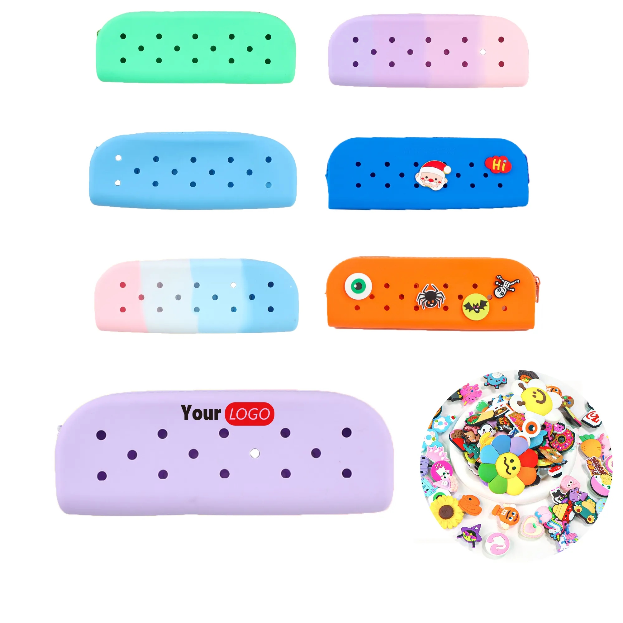 Custom Logo DIY Silicone Mesh Pencil Pouch