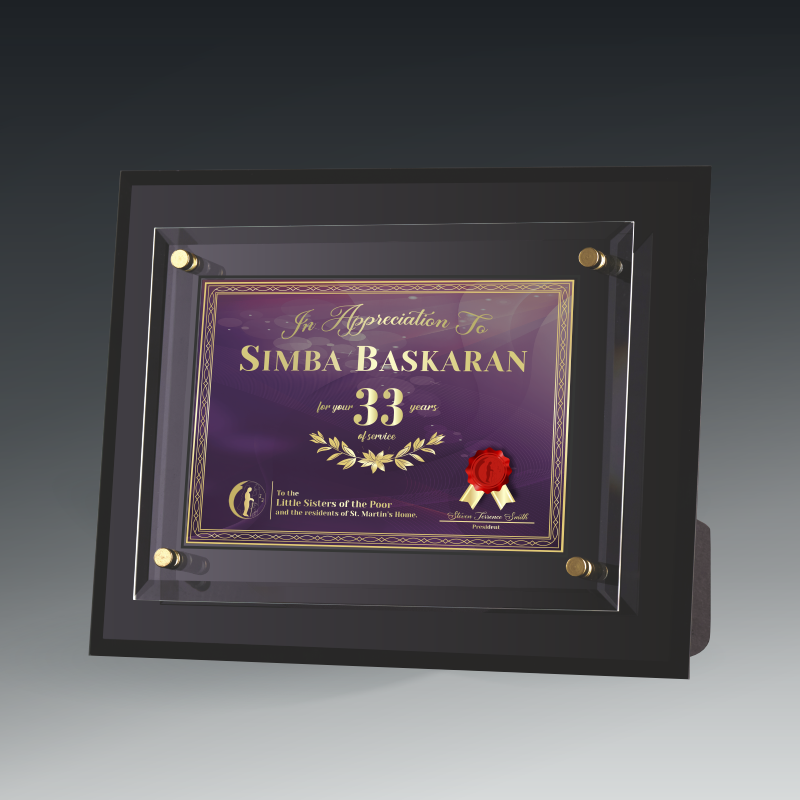 Black Glass Plaque - Raised Glass 4