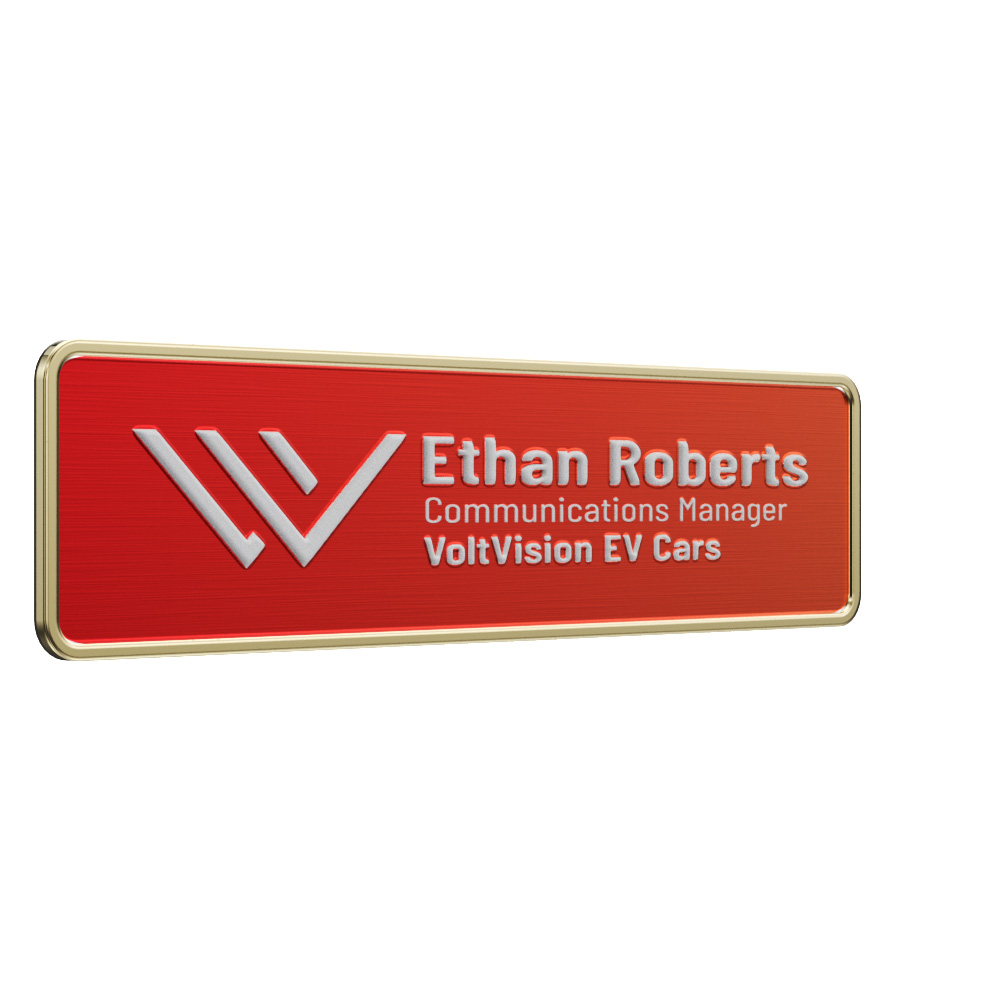 Texture Tone® Rectangle Metal Name Badge (3" x 3/4") 1