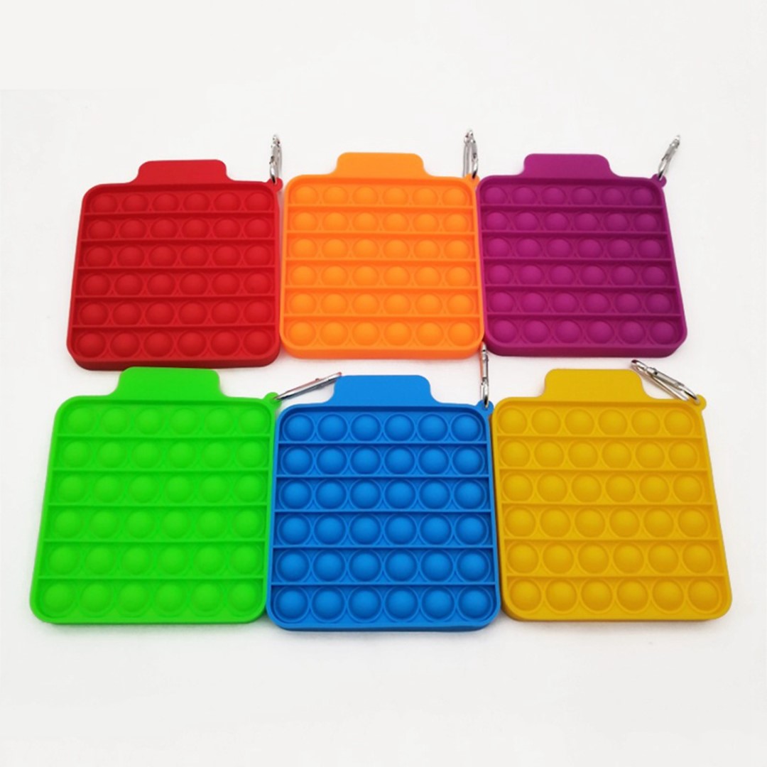 Square Bubble Fidget Sensory Toy With Carabiner 3