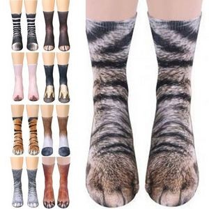Unisex 3D Printed Socks Novelty Animal Paws Crew Socks 2