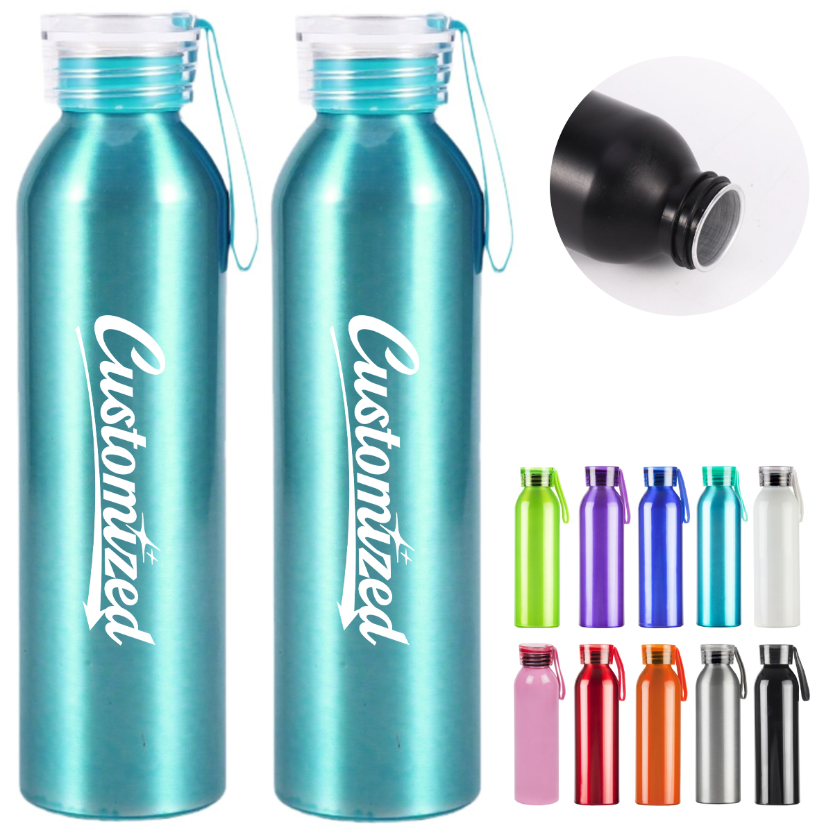 20Oz. Sports Water Bottle with Screw Cap and Carry Strap, custom water bottle with logo imprint 7