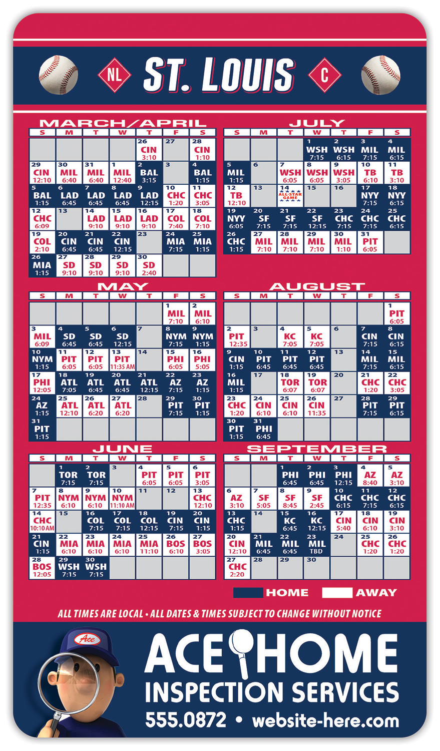 Magnet Sport Schedules - 4x7 Baseball Round Corners - 25 mil. 1