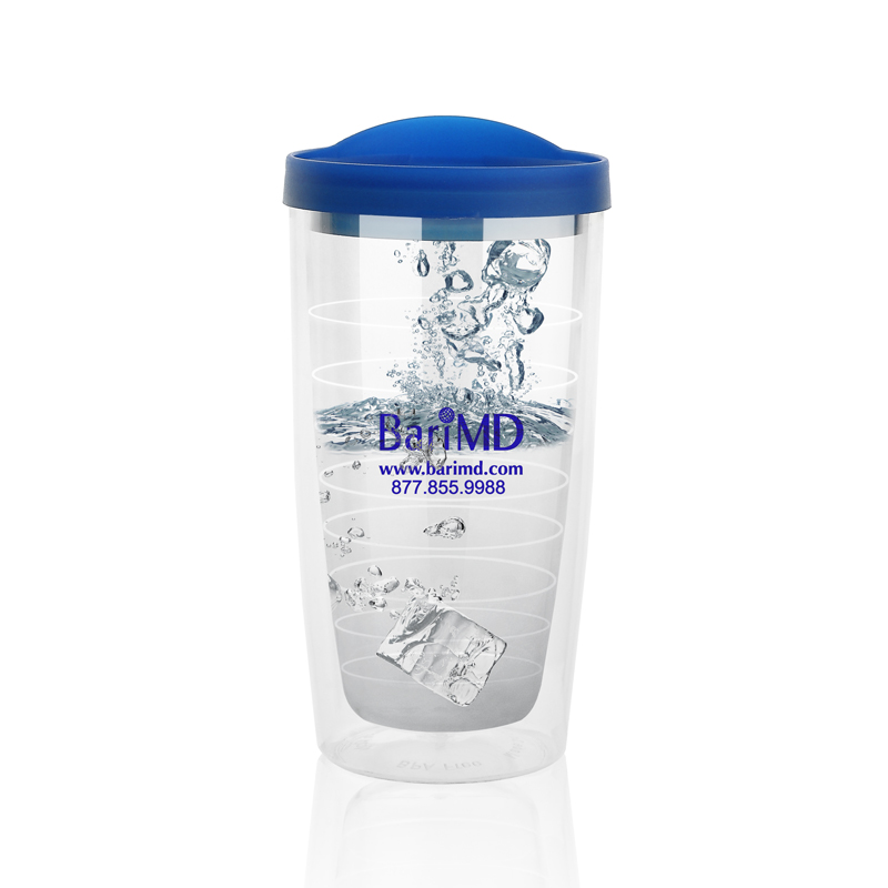 16 Oz. Newport Double-Wall Acrylic Tumbler (Clear/Blue)
