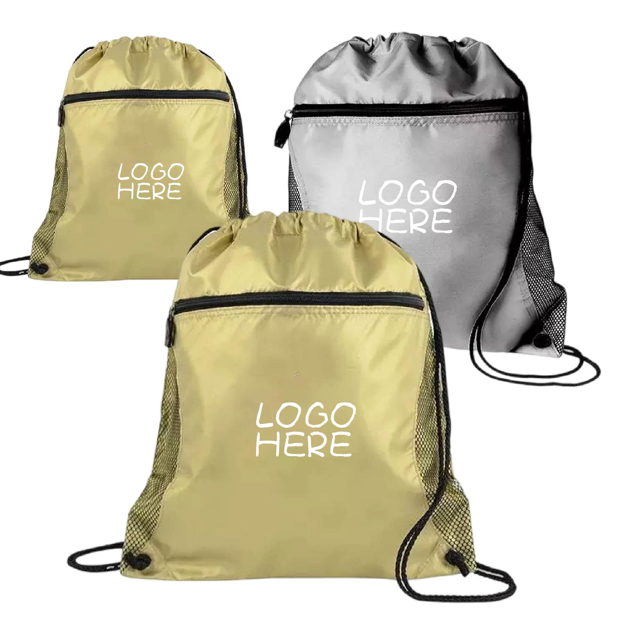 Casual Zipper Drawstring Backpack Bag 1