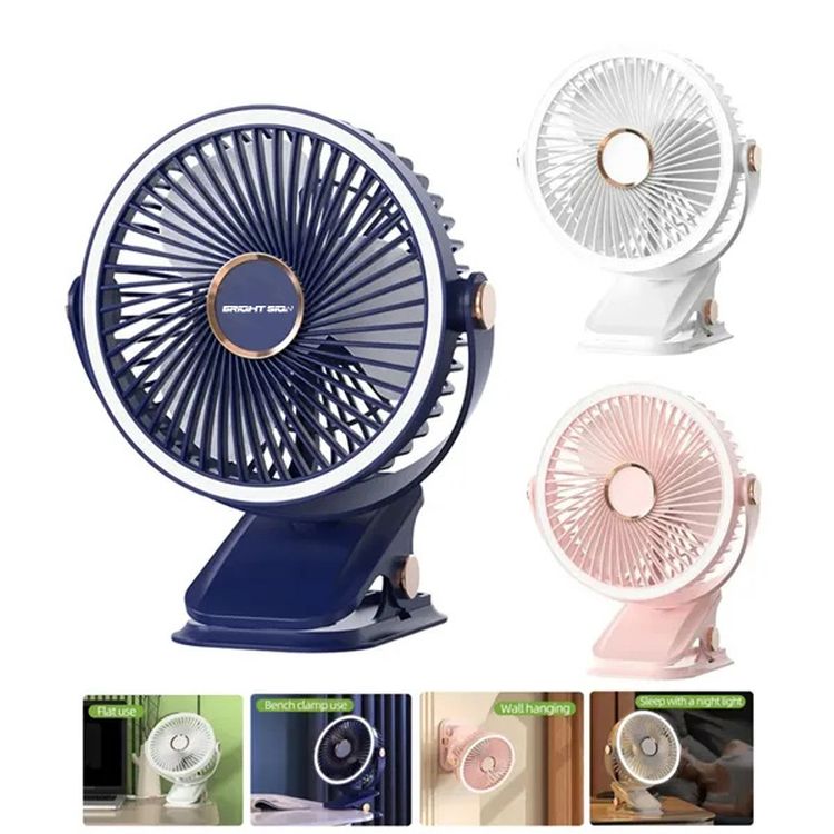 6-Inch Clip Fan with Rechargeable Battery and LED Light 2