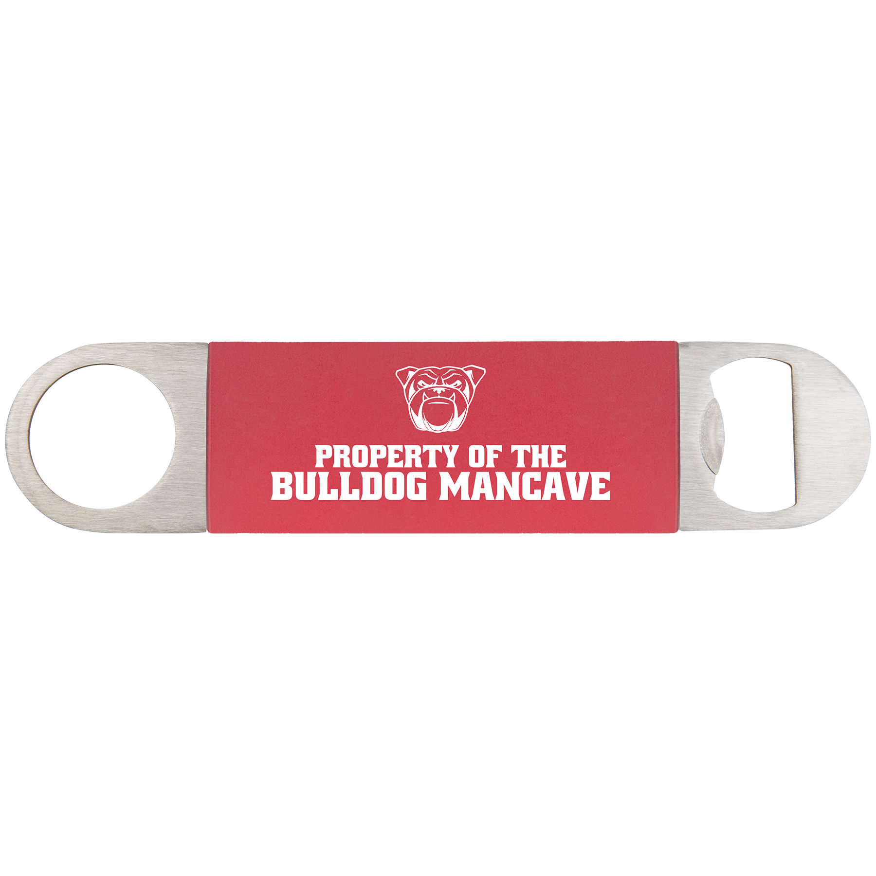 1 1/2" x 7" Red/White Bottle Opener with Silicone Grip 1
