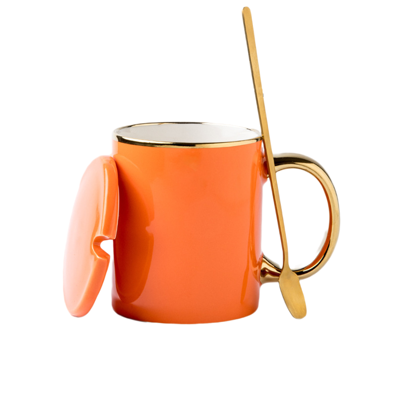 12 oz. Advertising Ceramic Coffee Mugs with Lid and Spoon 4